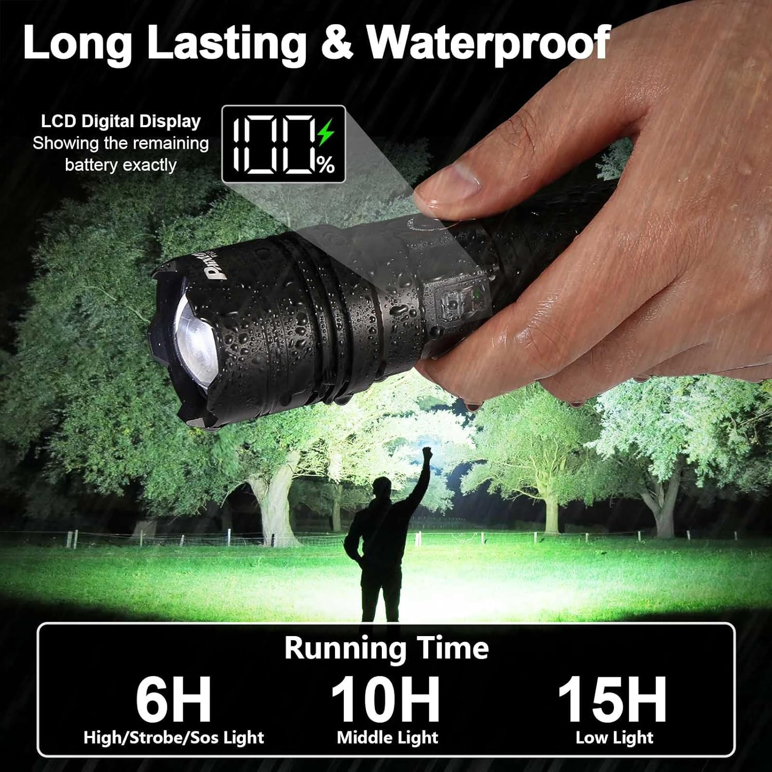 PHIXTON Rechargeable Flashlight High Lumens, PH2401 image number 3