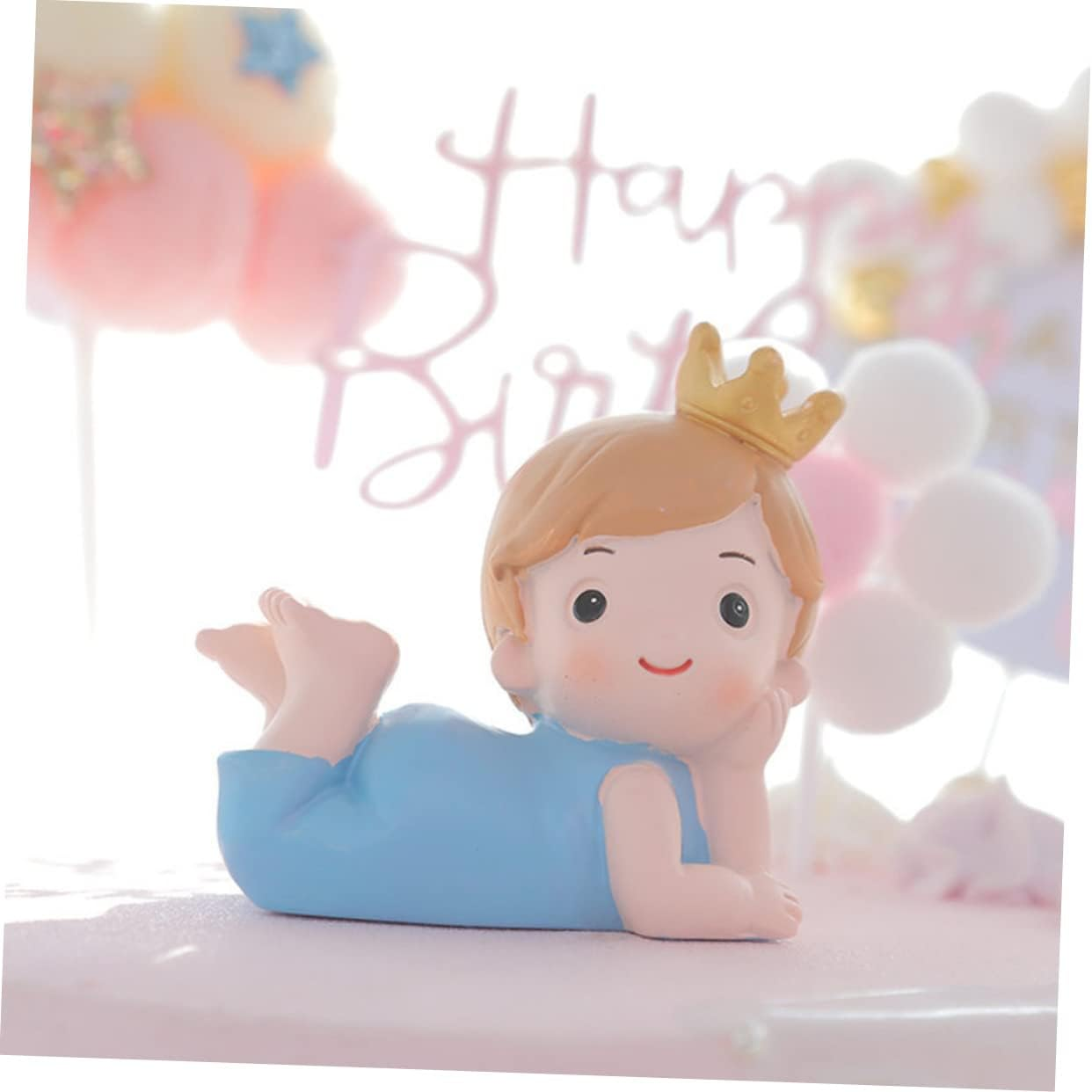GRIRIW 1Pc Cake Decoration Baby Boy 1St Birthday Decoration Party Supply Birthday Dessert Topper Desk Topper Prince Figurines Birthday Cake Ornament Table Desktop Resin Lovers image number 3