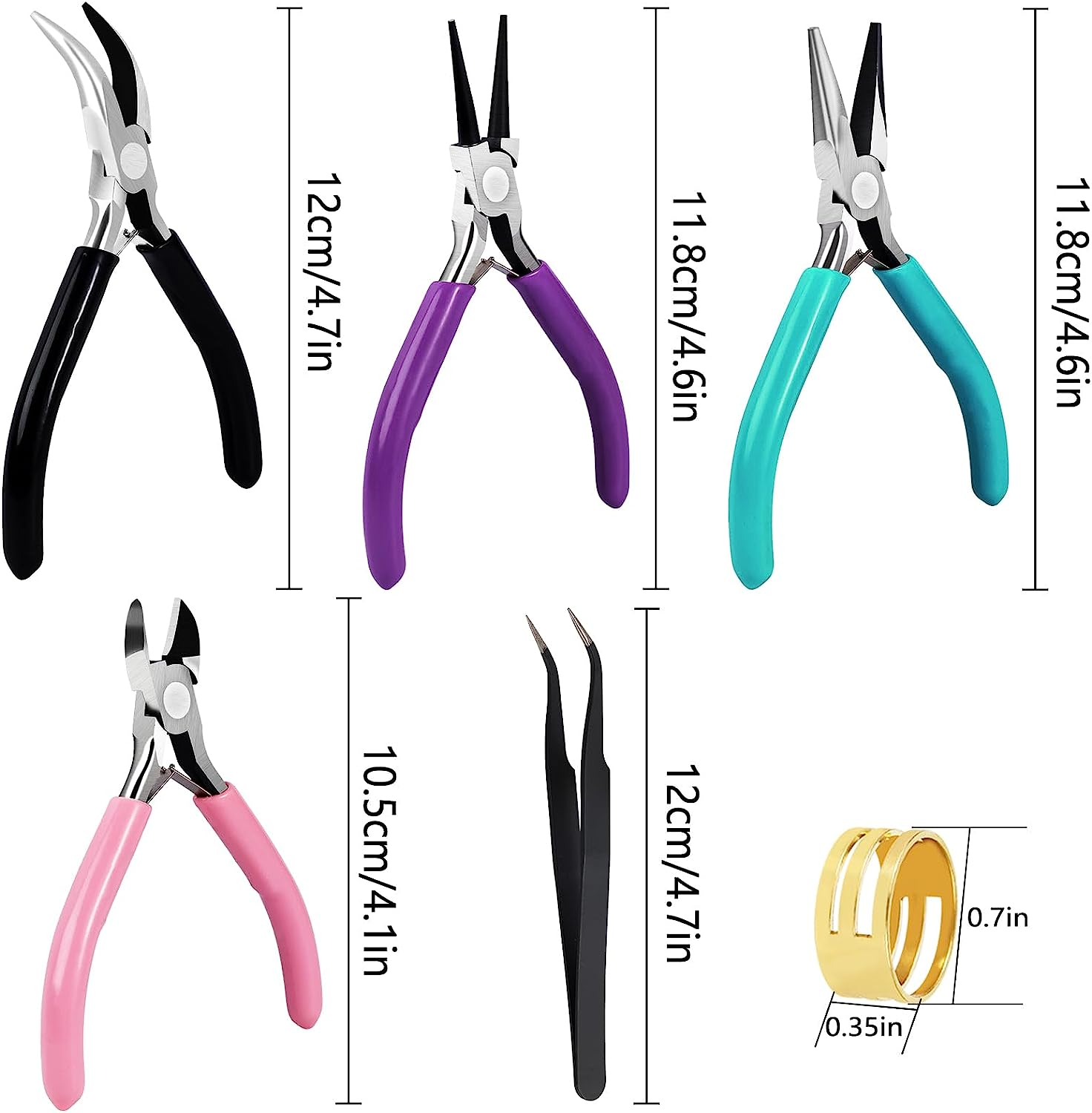 4Pcs Jewelry Pliers Set Jewelry Making Pliers Tools Kit Include Jewelry Making Needle Nose Chain Nose round Bent Pliers Wire Cutter for Bracelet Beading DIY Craft Jewelry Making Supplies image number 6