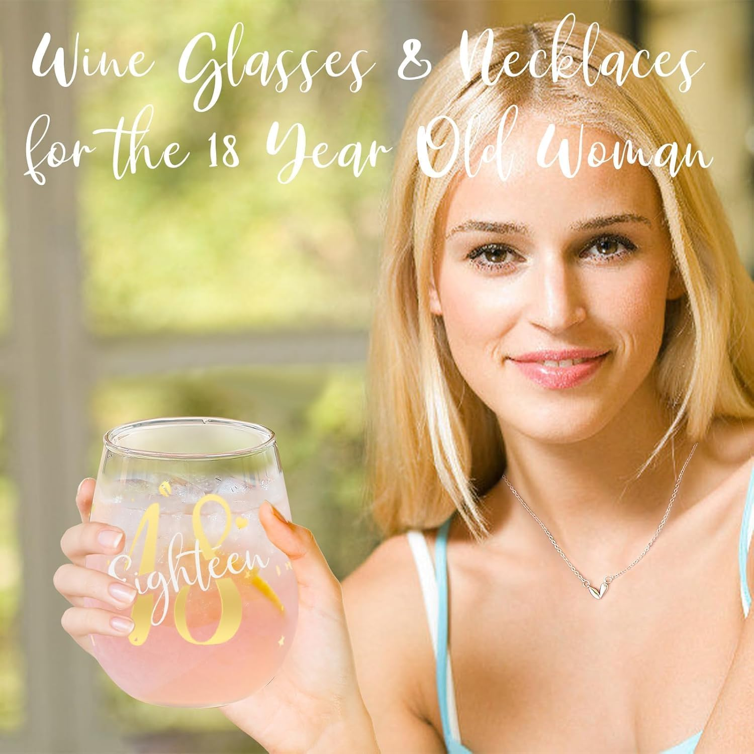 18Th Birthday Gifts for Girls Stemless Wine Glasses Personalised Birthday Gifts for Women Girls Unusual 18Th Birthday Decorations Gifts Presents for Women Best Friend Sister Birthday Glasses image number 5