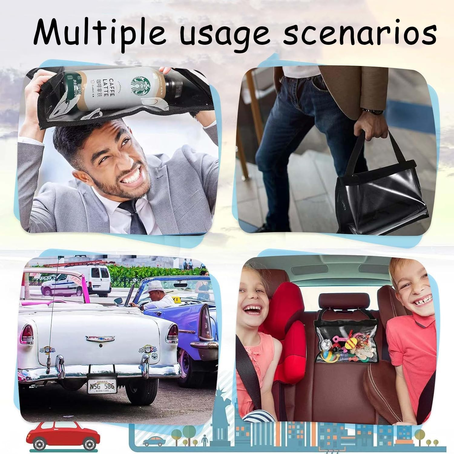 4-Pack Universal Black License Plate Cover with Strap - Dealer Test Drive License Plate Holder Bag for Car, Truck, SUV image number 6