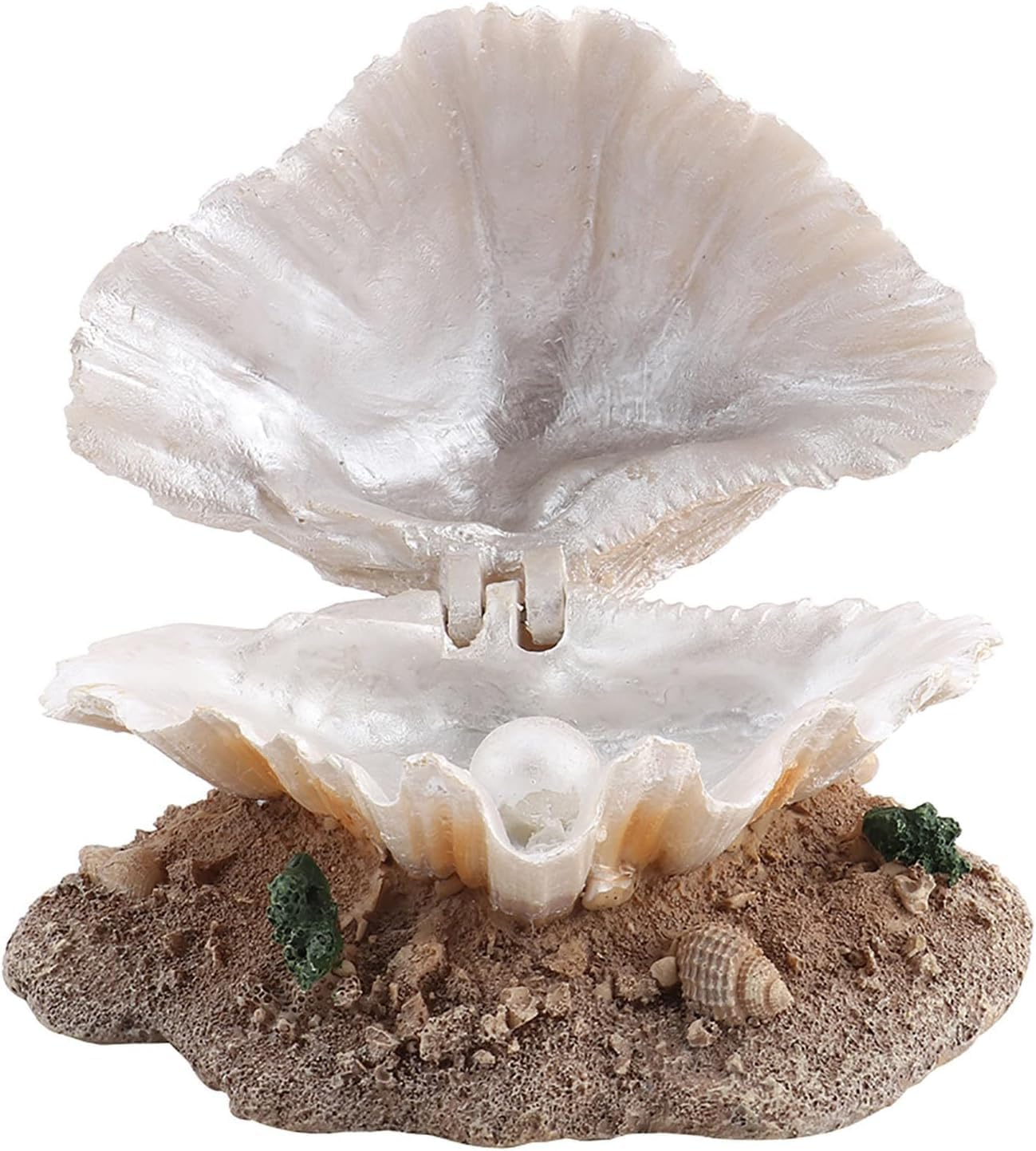 Ksngtixe 1 Pcs Shell Pearl Bubble Decor for Aquarium - Resin Coral Reef Ornament with Hiding Caves, Safe Shelter for Fish & Shrimp Breeding, Fish Tank Decoration image number 1
