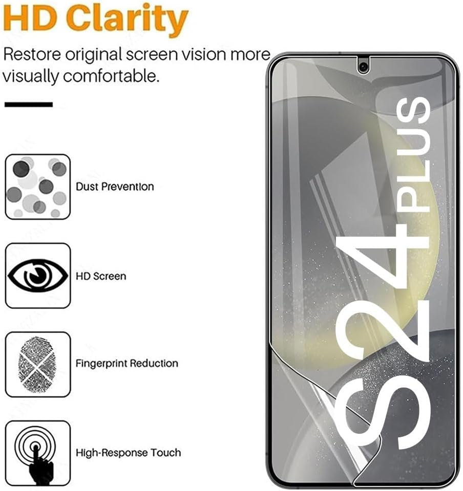 【2Pcs】Hydrogel Screen Protector for Samsung Galaxy S24 plus S24+ HD Clear Full Coverage Film Bubble Free Fingerprint