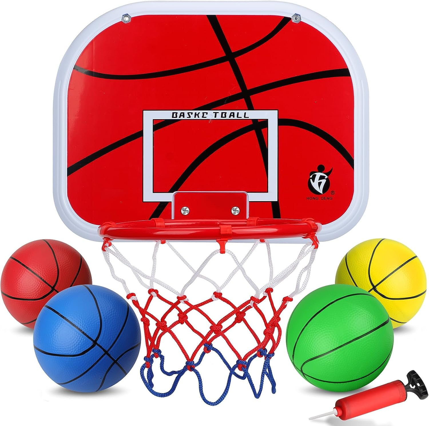 Mini Basketball Hoop Set for Kids Adults, over the Door Basketball Hoop with 4 Mini Replacement PVC Basketballs Gift Set image number 1