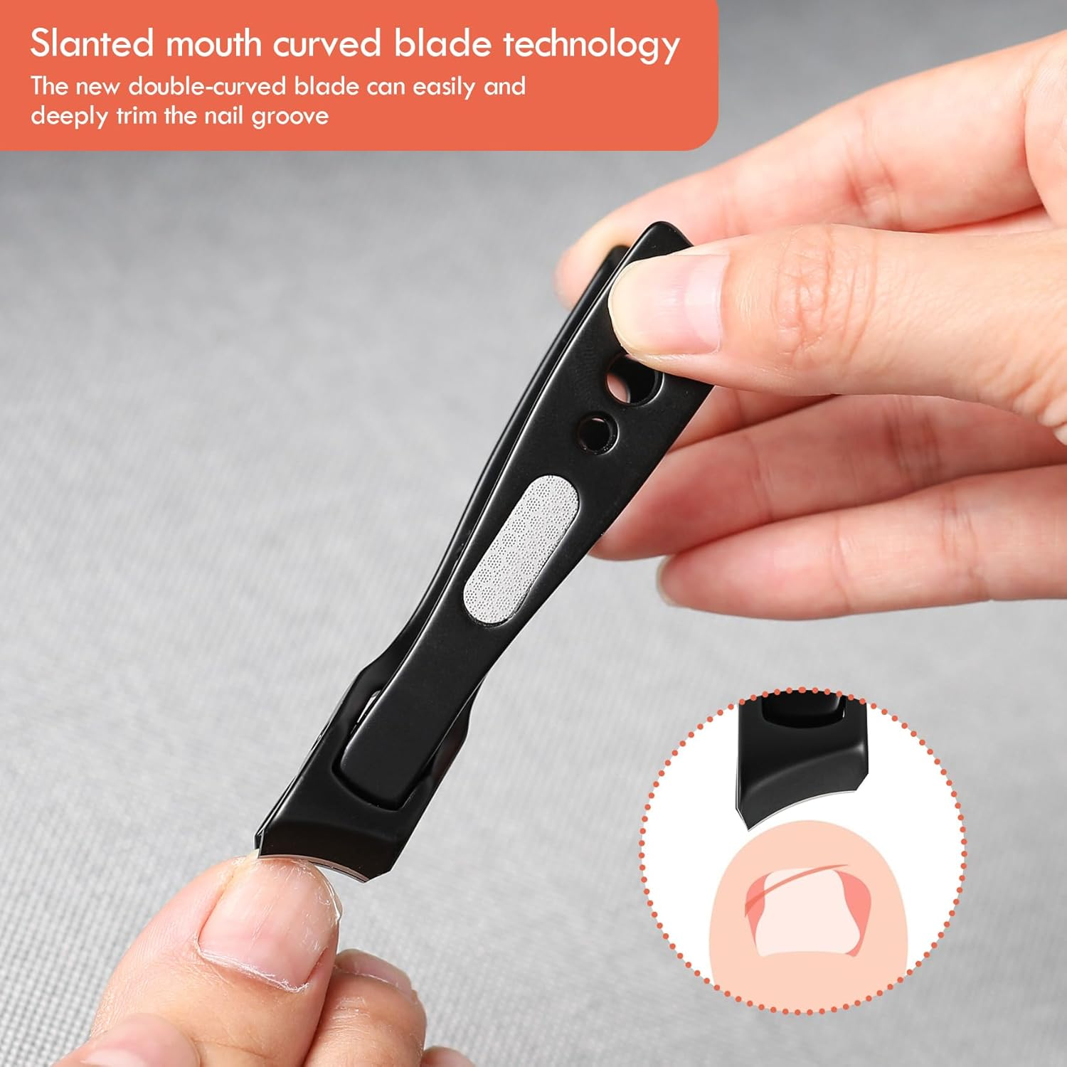 BEZOX Thick Nail Clipper with Slant Curved Blade - Seniors Toenail Clippers for Thick and Ingrown Nails, Fingernail Clippers with Built-In Nail File and Storage Pouch - Matte Black image number 1