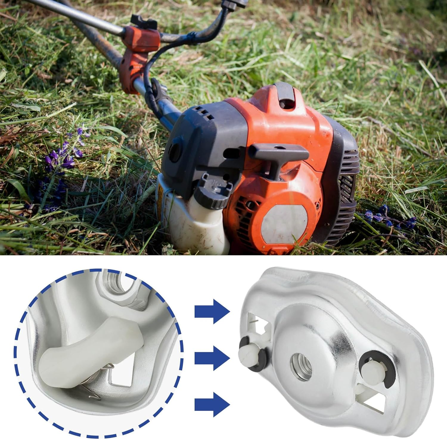 YINETTECH 1X String Trimmer Recoil Starter Pawl 503873305 Replacement Part 545192186 Compatible with Husqvarna String Trimmer 128C 128CD 128L 128LD 128LDX 128R 323R 323RII 326ES image number 2