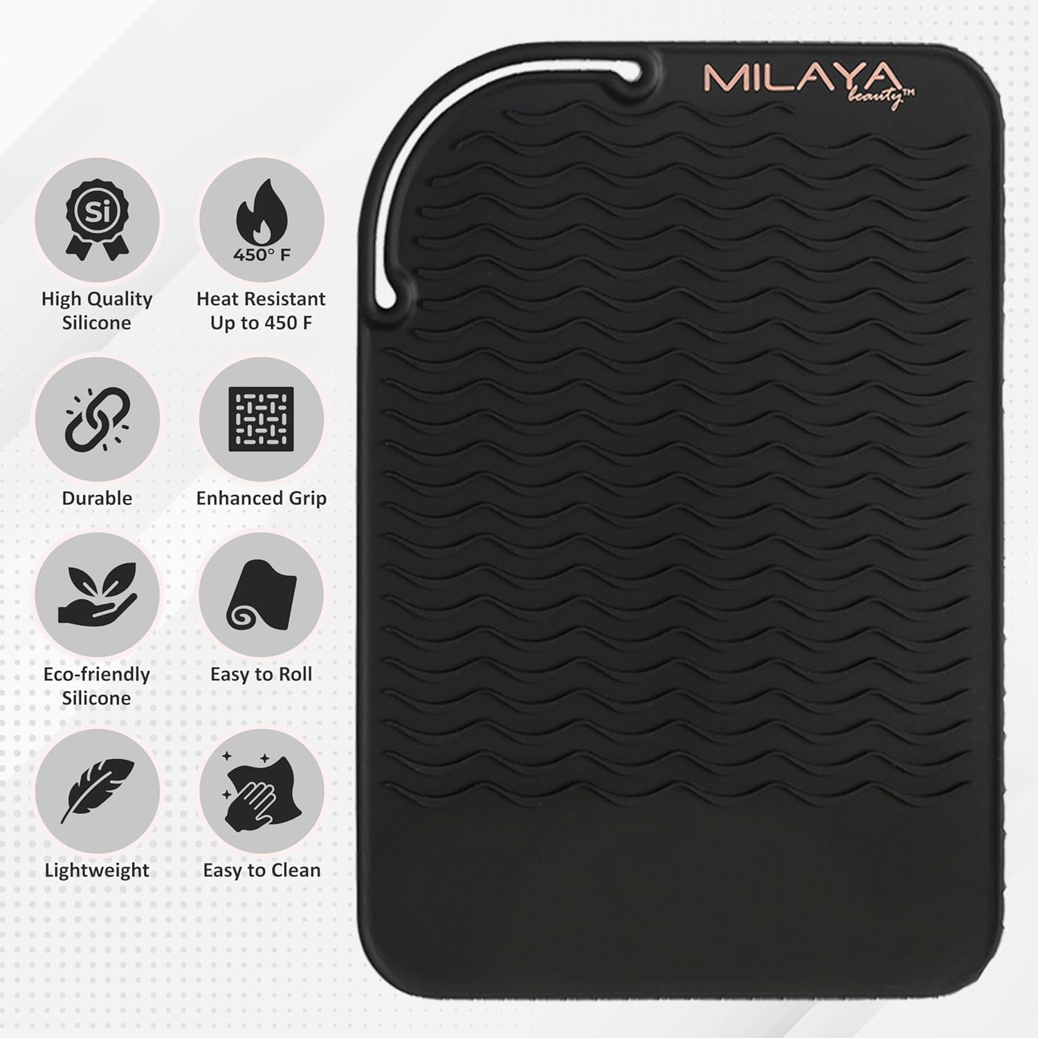 Professional Silicone Heat Resistant Styling Station Mat for All Hair Irons, Curling Iron, Straightener Pad, Iron Flat Hair, Waver, Hair Tools Appliances Hair Dryer Salon Tools Hair Stylist Black - Black image number 5