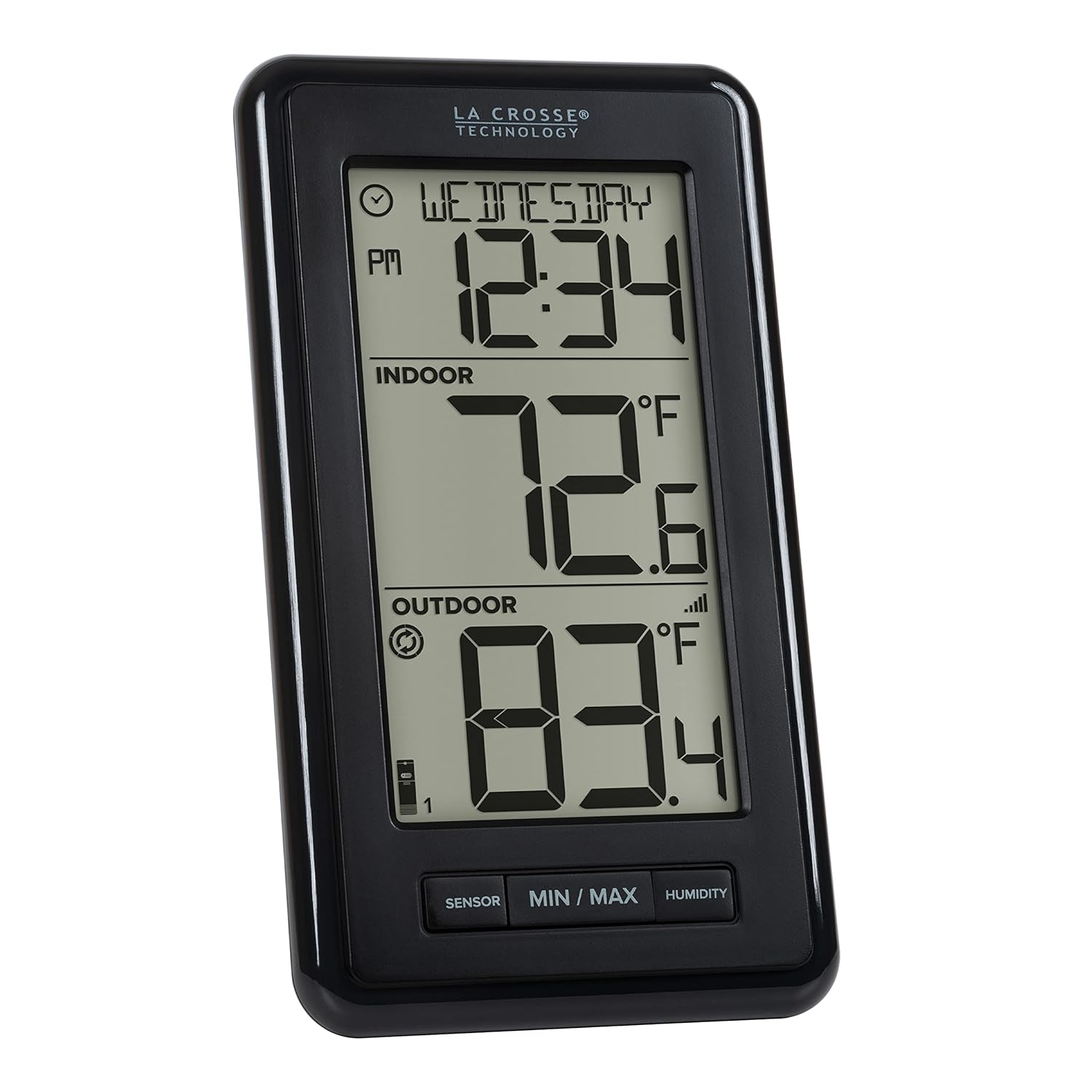 La Crosse Technology 308-43647-INT Digital Black Wireless Thermometer with Indoor Humidity image number 1