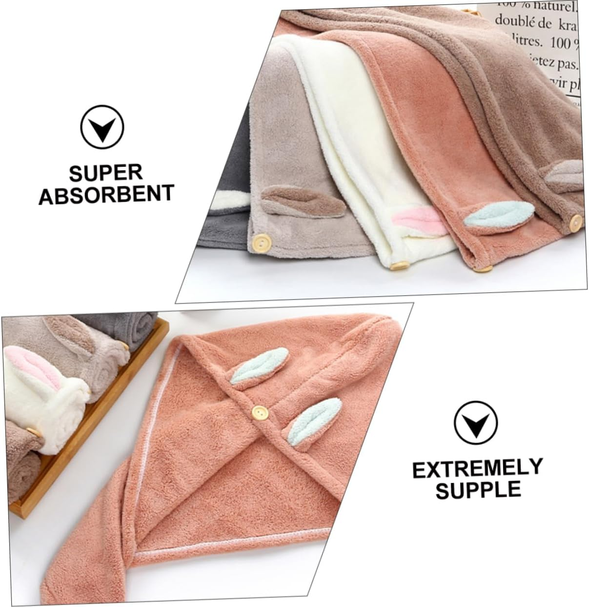 LIFKOME Quality Material Dry Hair Cap Bath Cap Boys and Girls Fast Drying Super Absorbent image number 3