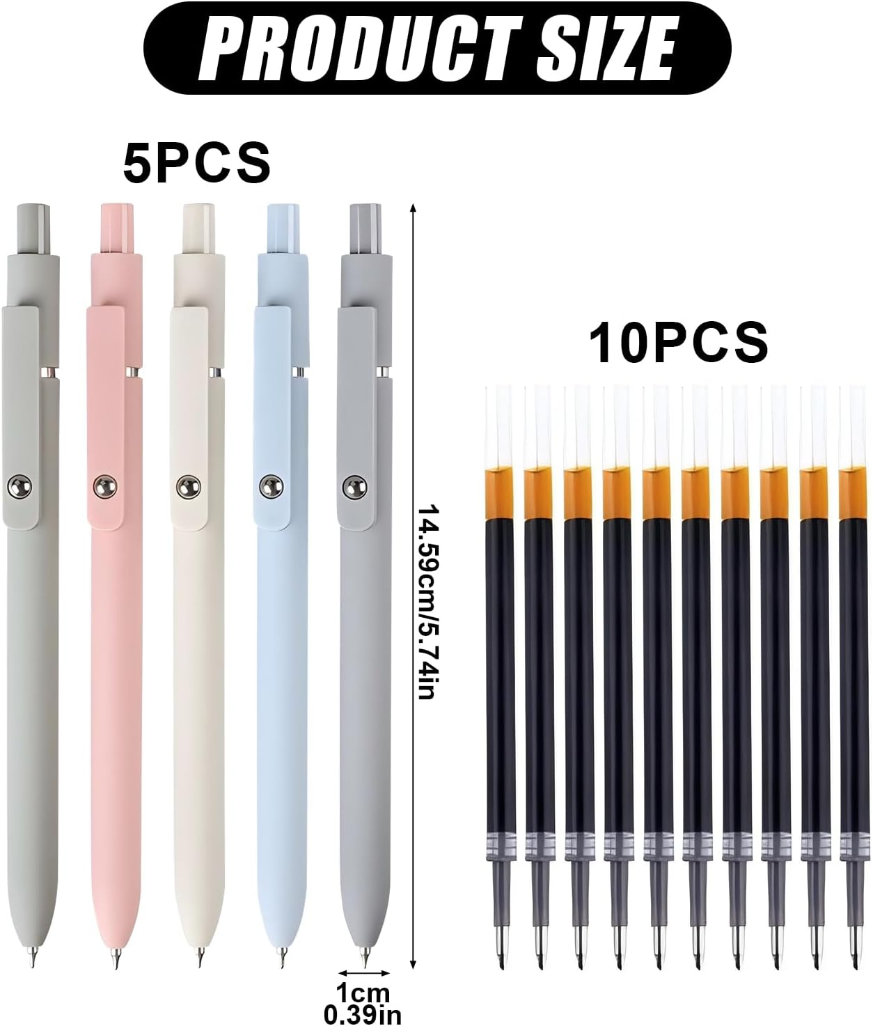 5 PCS Pens Set with 10 Refill, 0.5Mm Fine Point Black Ink Pens with Cute Morandi Design, Smooth Writing Rollerball Pens for Journaling Note Taking image number 1