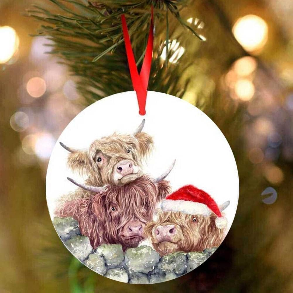 Funny and Creative Christmas Highland Cow Acrylic Pendant Decoration Ornament Xmas Christmas Z3Z9 Tree image number 1