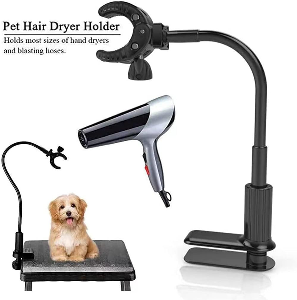 FOUUA Dog Hair Dryer Stand, Pet Grooming Table Hair Dryer Holder, Hands Free Blow Dryer Holder, 360 Degrees Rotatable Lazy Hair Dryer Stand with Adjustable Clamp Mount for Dog Cat Grooming image number 2