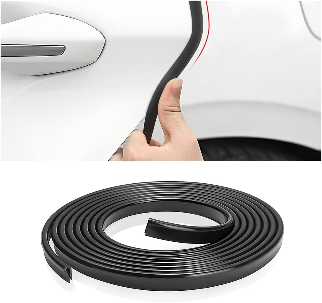 Car Door Edge Guards, 16Ft PVC U Shape Sealed Door Edge Protection, Anti-Collision Protector Strips Guards, Clear Anti-Scratch Trim Molding, Auto Accessories Universal for Most Cars (Transparent)