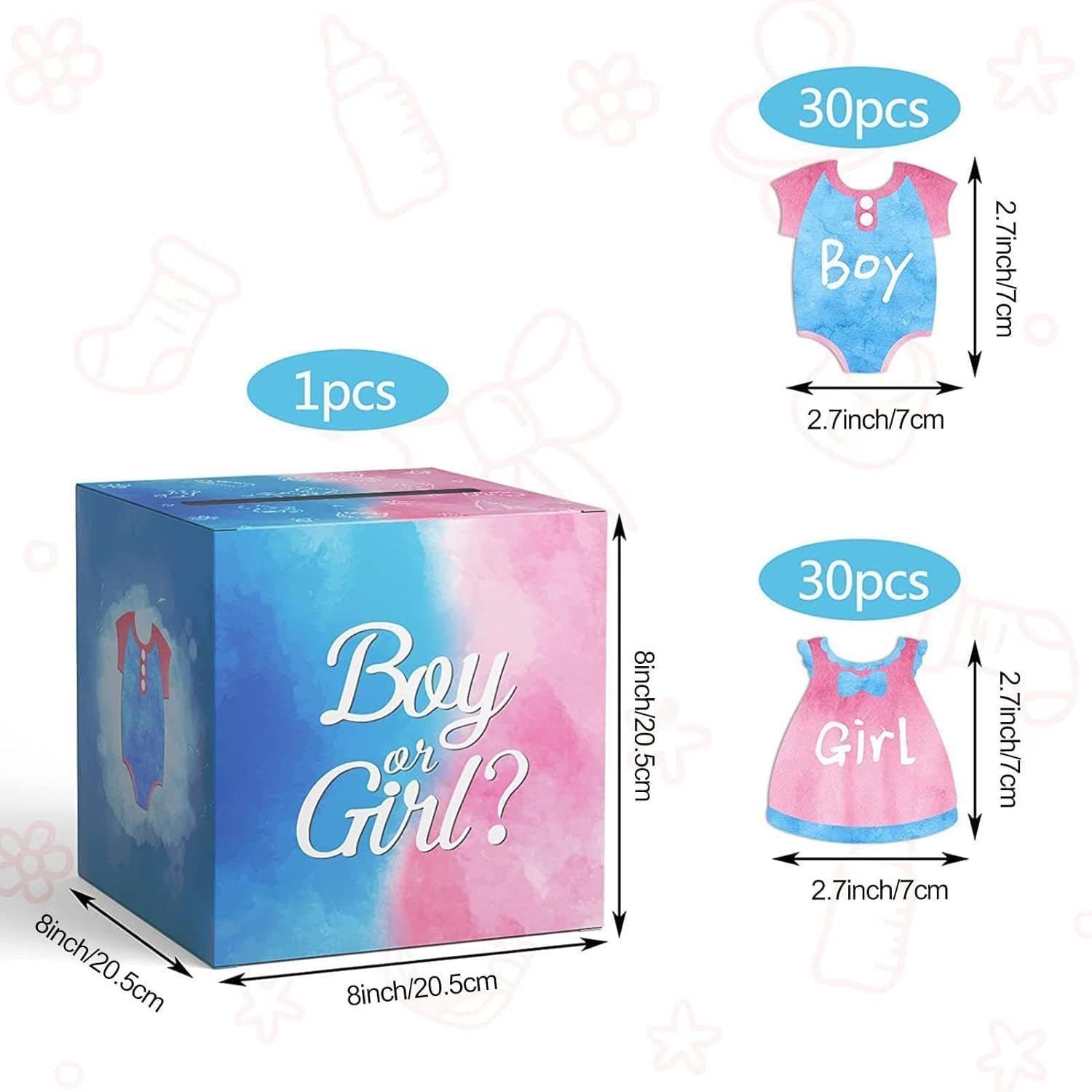 Baby Gender Reveal Pull Out Game Box, Cast Your Vote Games Invitations Supplies with 40 Ballot Cards, Boy or Girl, Gender Reveal Supplies,Pink and Blue image number 4