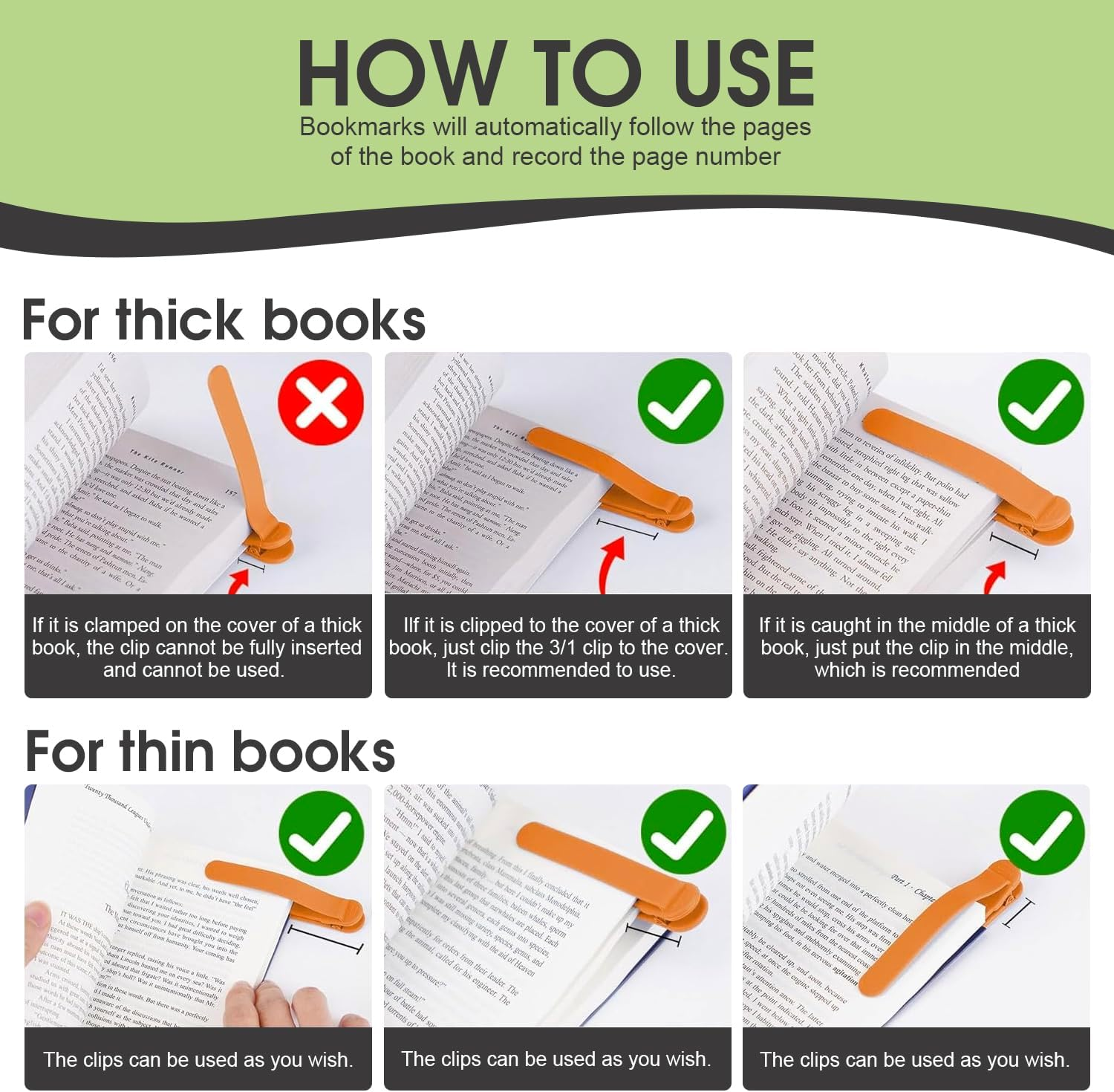 Sonicefit 6Pcs Silicone Automatic Bookmark, Cute Book Marks for Book Lovers, Unique Bookmarks Book Page Clip Keeper Book Markers Reading Accessories (1 Blue+1 Red+1 Yellow+1 Pink+1 Green+1 Orange) image number 5