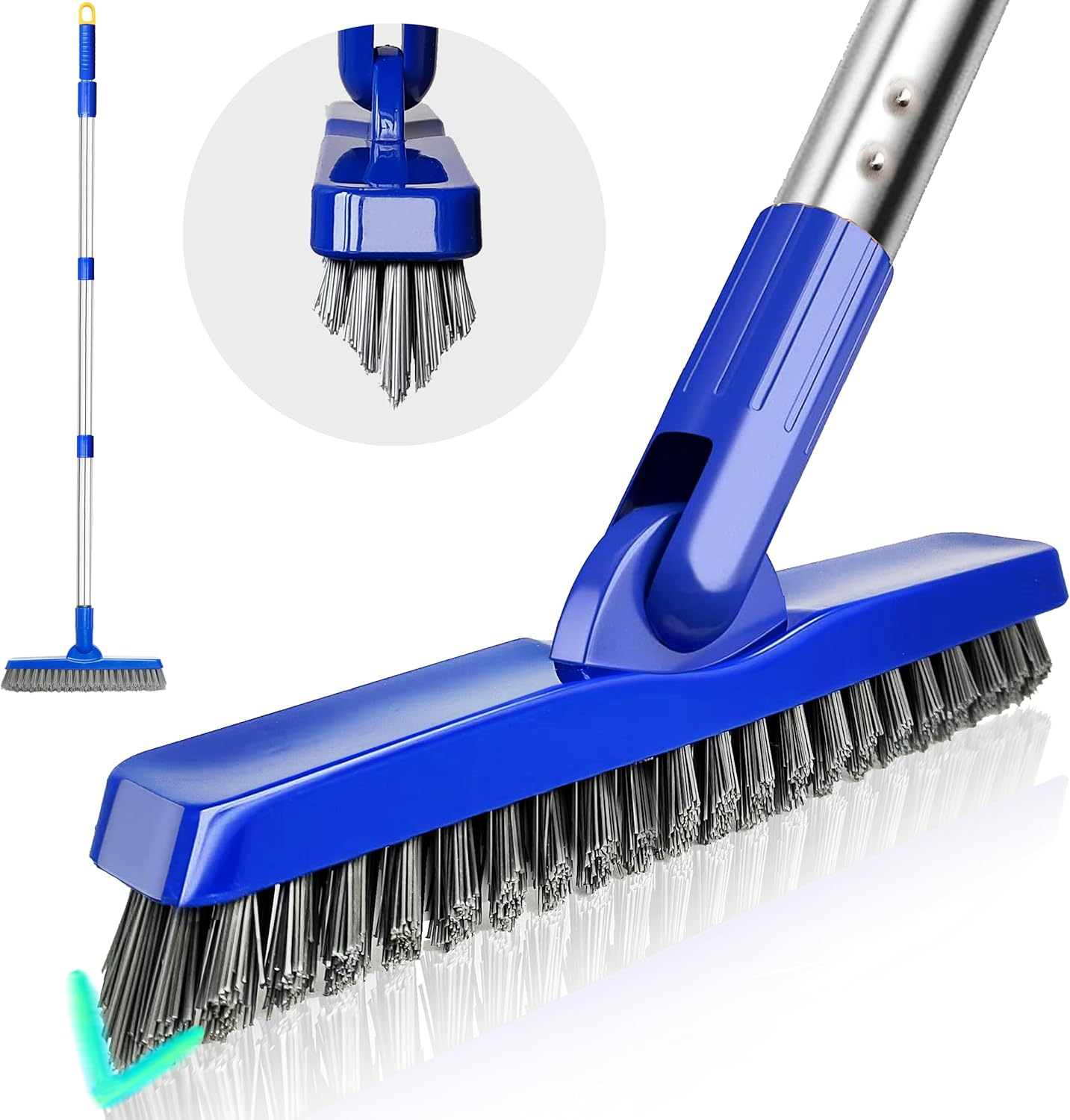 XUCAI Grout Brush with Long Handle - 180&deg;Rotation Shower Floor Scrubber Brush : Crevice Cleaning Brush for Grout Lines, Tiles, Corners, and Hard-To-Reach Areas Cleaning Tool image number 2
