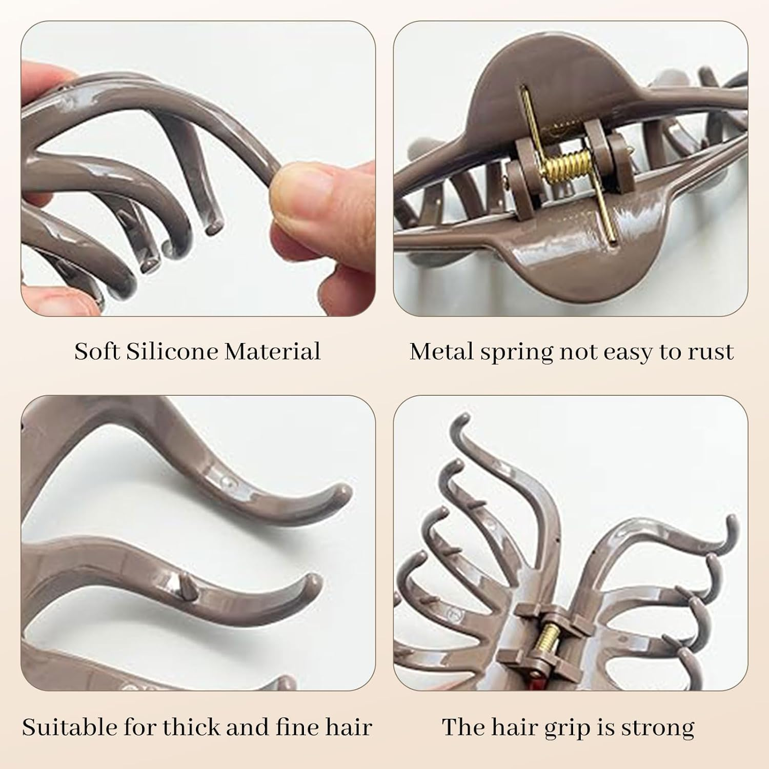 Muorruo 4-Pack Silicone Cloud-Shaped Hair Clips, Soft and Flexible Hair Clips, Gentle Hair Clips for Thin and Thick Hair, Hair Accessories for Women and Girls (Style 1) image number 1