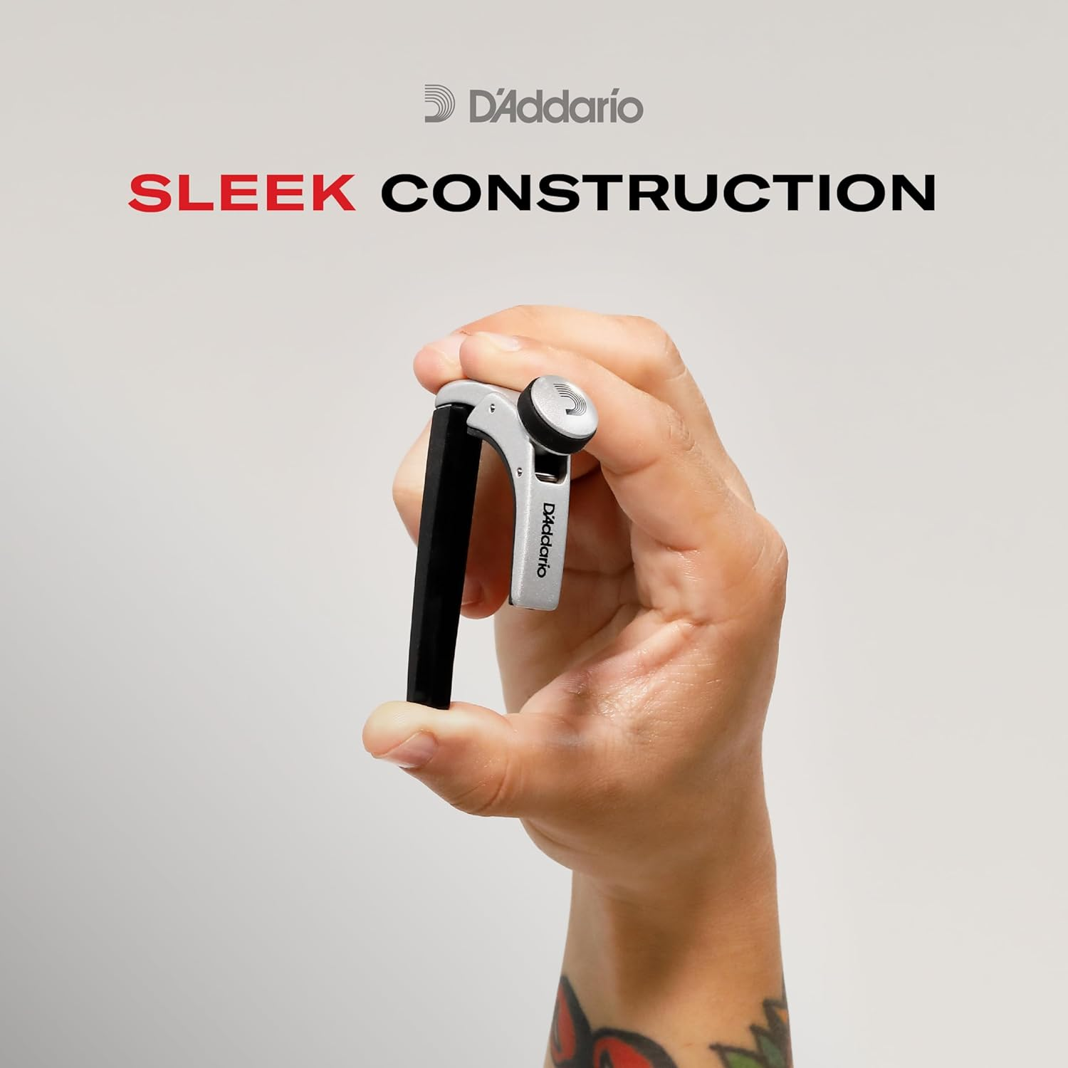 D'Addario Guitar Capo for Acoustic and Electric Guitar - NS Capo Lite - Adjustable Tension - Guitar Accessories - Works for 6 String and 12 String Guitars - Lite - Black image number 4