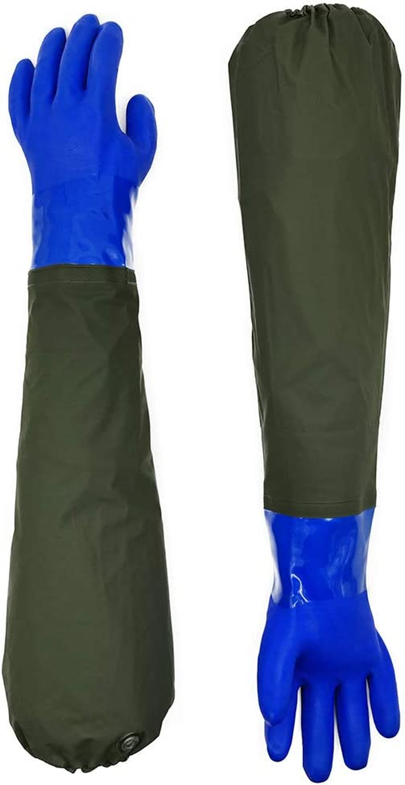 Long Waterproof Rubber Gloves, Pond Gloves, 28&rdquo; Shoulder Length Insulated PVC Coated Chemical Resistant Gloves Reusable, Resist Acid, Alkali & Oil, Machinery, Industry, Fishery, Aquarium Gloves image number 2