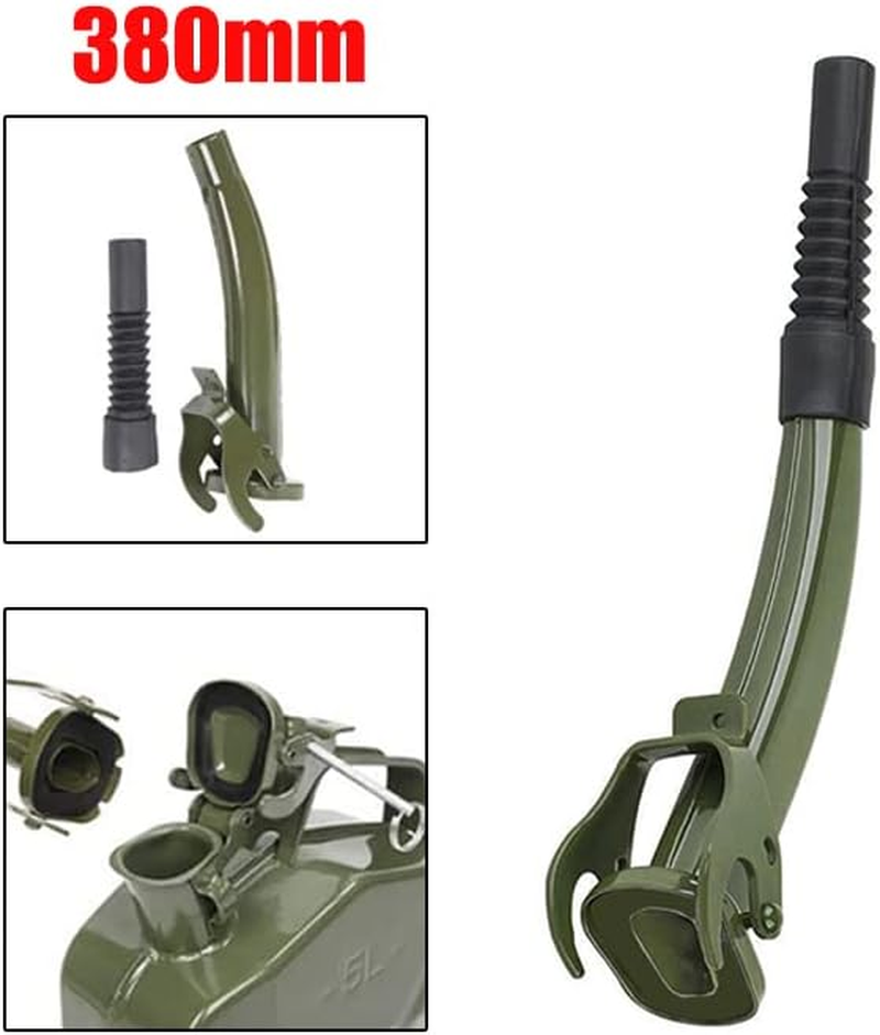 Jerry Can Spout, Metal Car Jerry Can Pouring Nozzle with Rubber Nozzle for NATO Style 5/10/20L Fuel Tank (Olive Green) image number 6