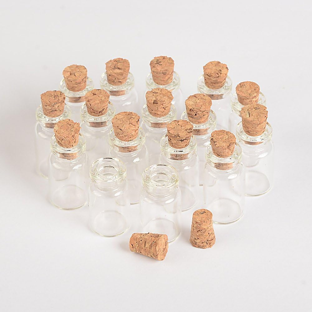 1Ml Mini Glass Bottles Vials with Cork Empty Tiny Transparent Bottle Jars 100Pcs Glass Bottles with Cork Stopper image number 3