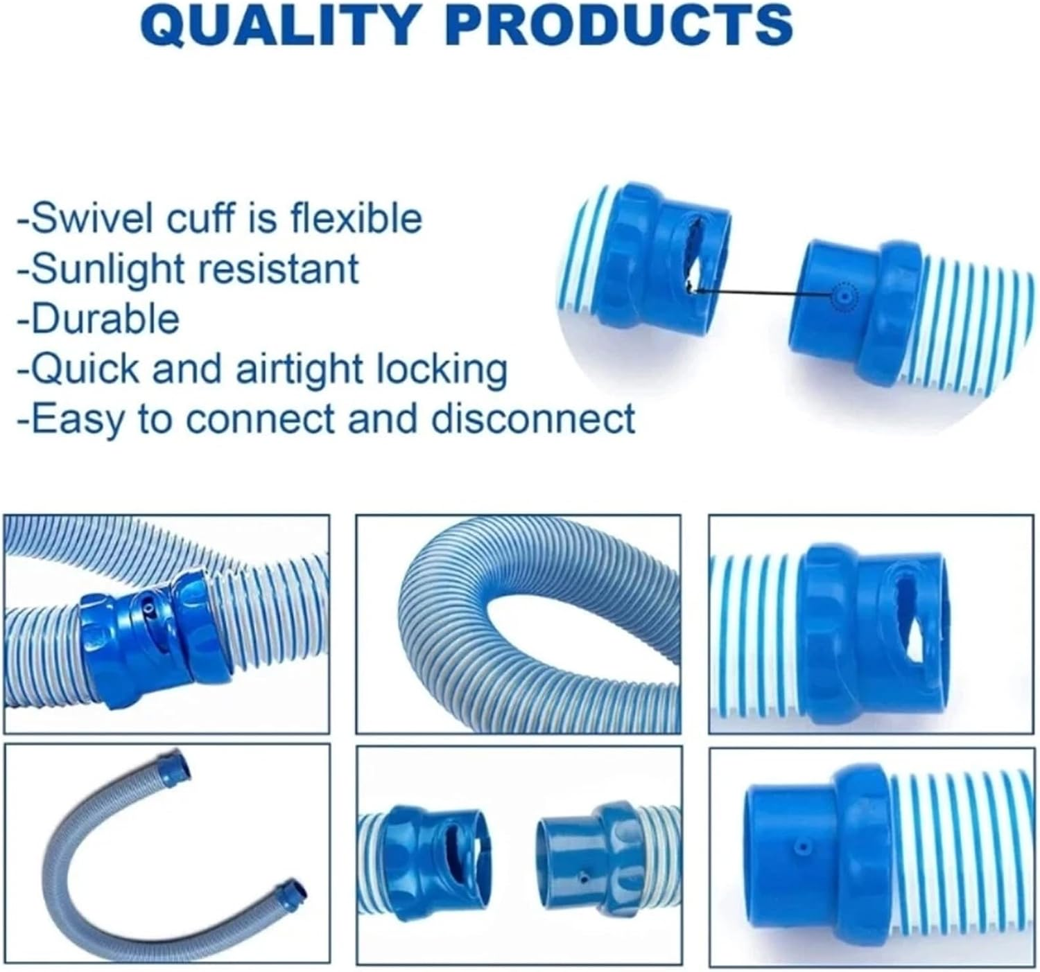 5Pcs Pool Cleaner Twist Lock Hose for Baracuda Zodiac X7 T3 T5 MX8 MX6 1M-Long image number 1