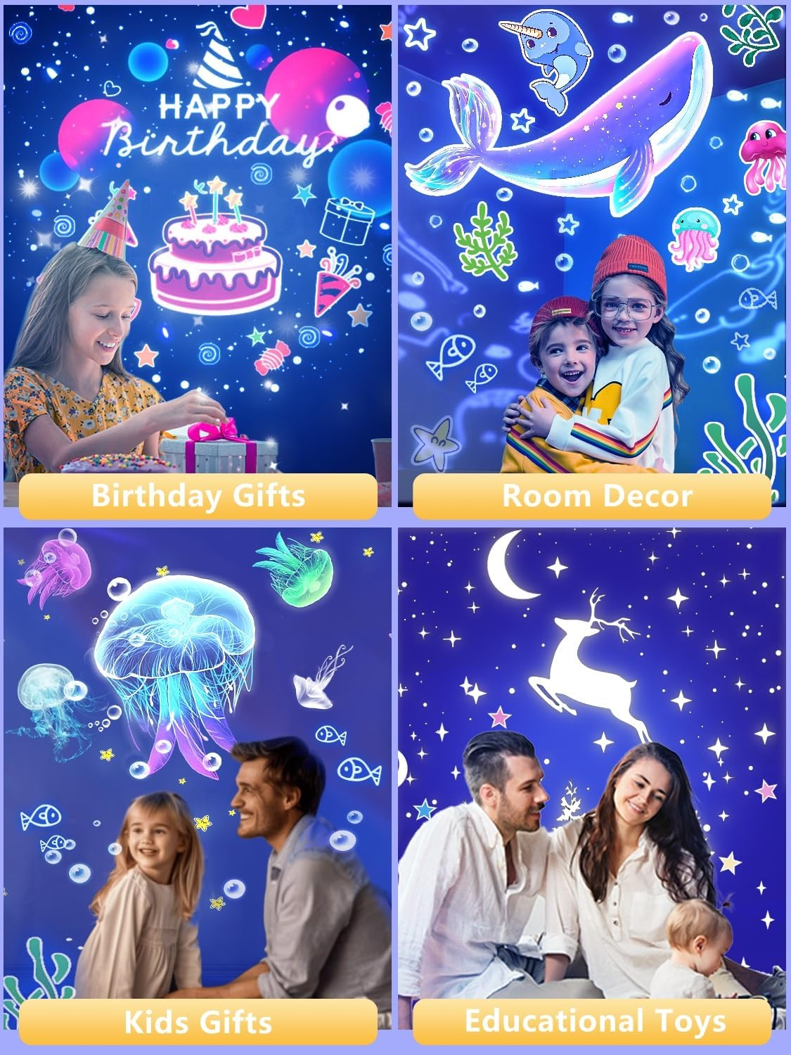 21 Sets of Films + Projector Night Light for Kids, Kids Night Lights Projector for Bedroom, Ceiling, Star Projector with 360&deg; Rotation Dimmable for Baby Girls, Birthday, Christmas, Nursery, Room Decor image number 3