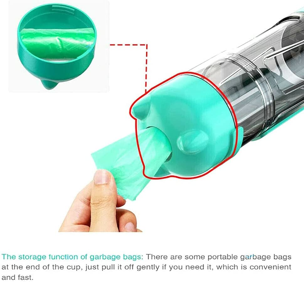 4 In1 Pet Feeder Puppy Dog Cat Water Bottle Cup Travel Pooper Scooper Outdoor (Green) image number 2