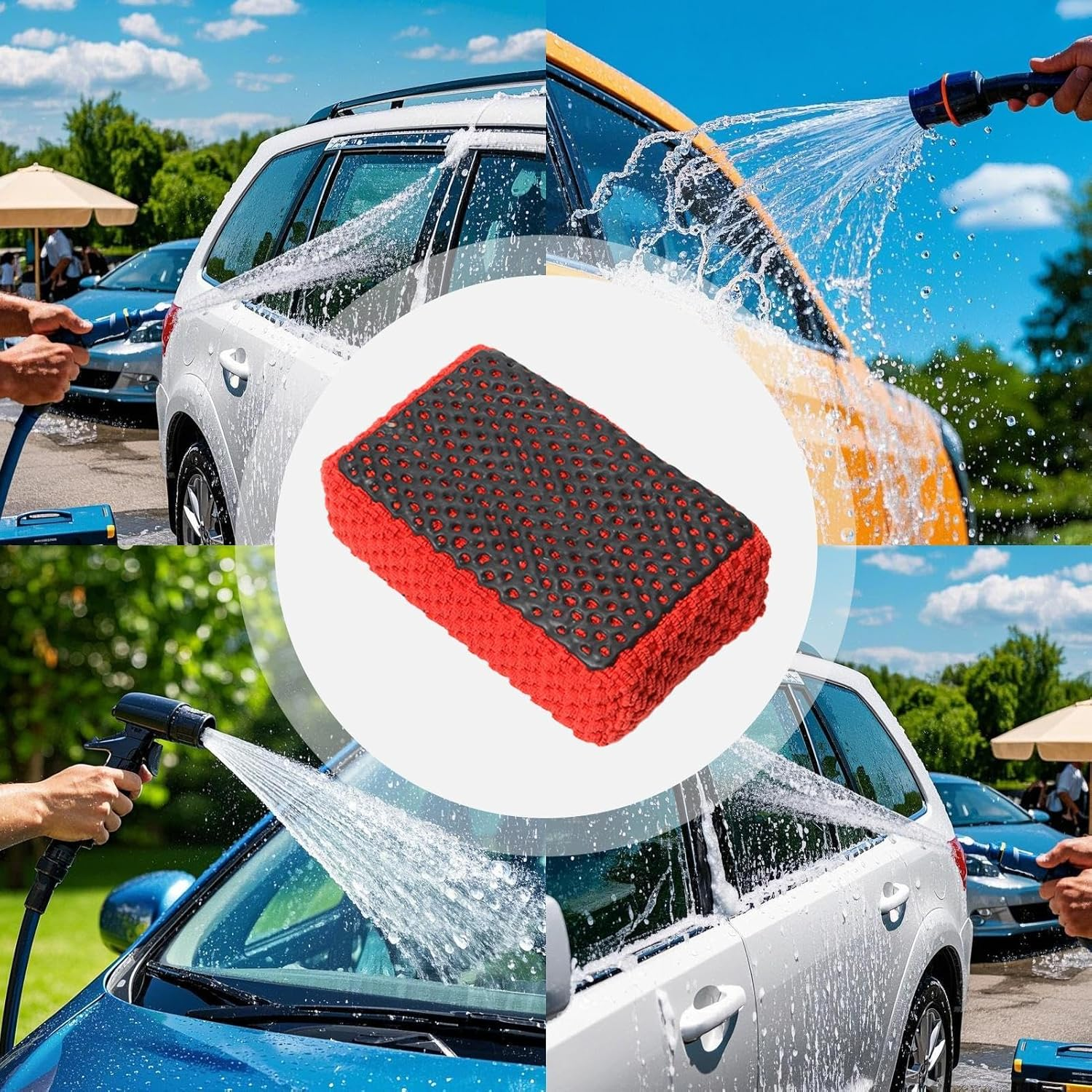 Auto Detailing Sponge - High-Density Car Cleaning Pad, Reusable Vehicle Wash Sponge | Soft Microfiber Car Wash Tool, Lint- Finish, Car Care Accessory, Automotive Cleaning Sponge image number 6