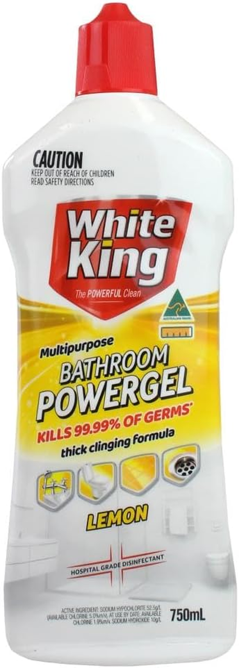 White King Lemon Bathroom Gel 750 Ml image number 1