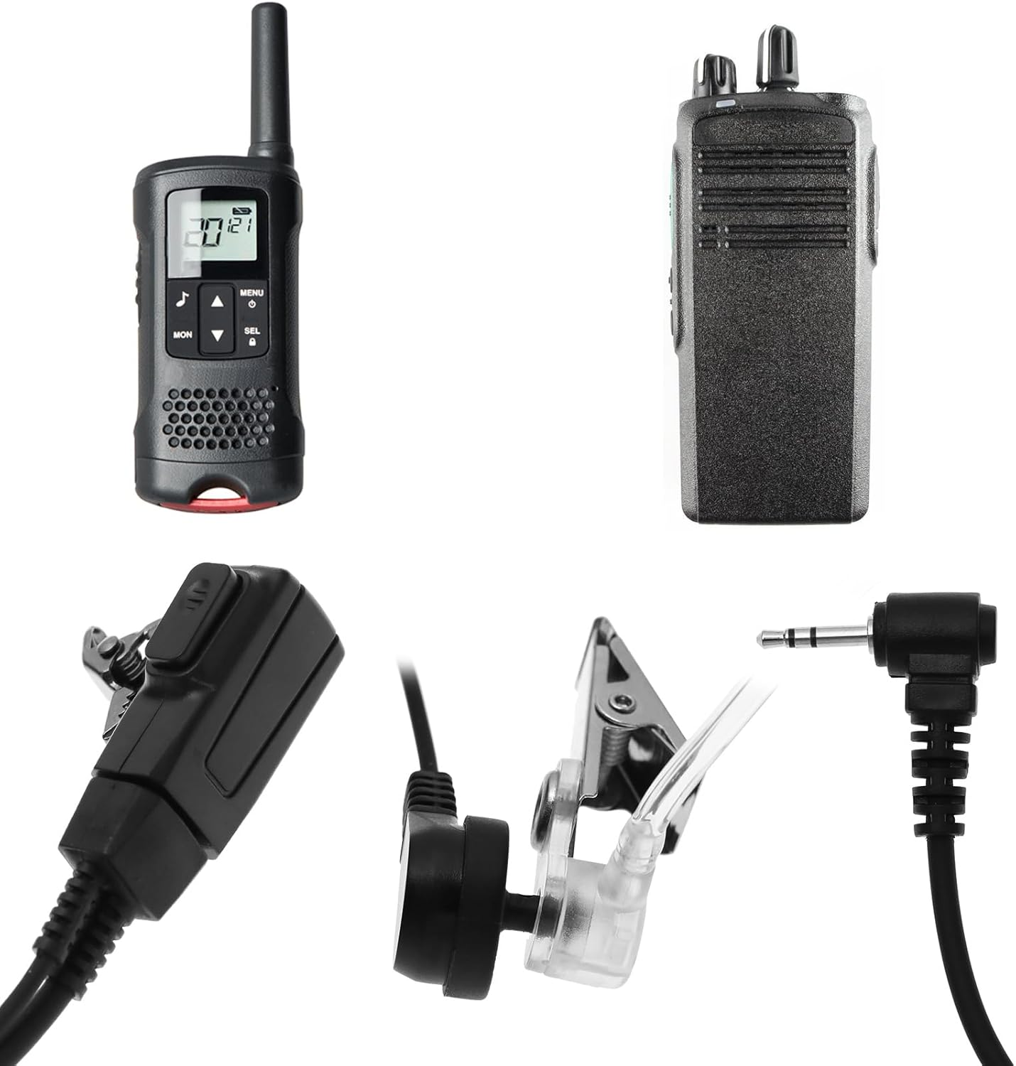 Emagtech 2Pcs 2.5Mm Walkie Talkie Acoustic Tube Headsets Compatible with Motorola Talkabout T92 H2O/ T82 Extreme/ T81 Hunter Transparent Sound Tube Earpiece image number 4