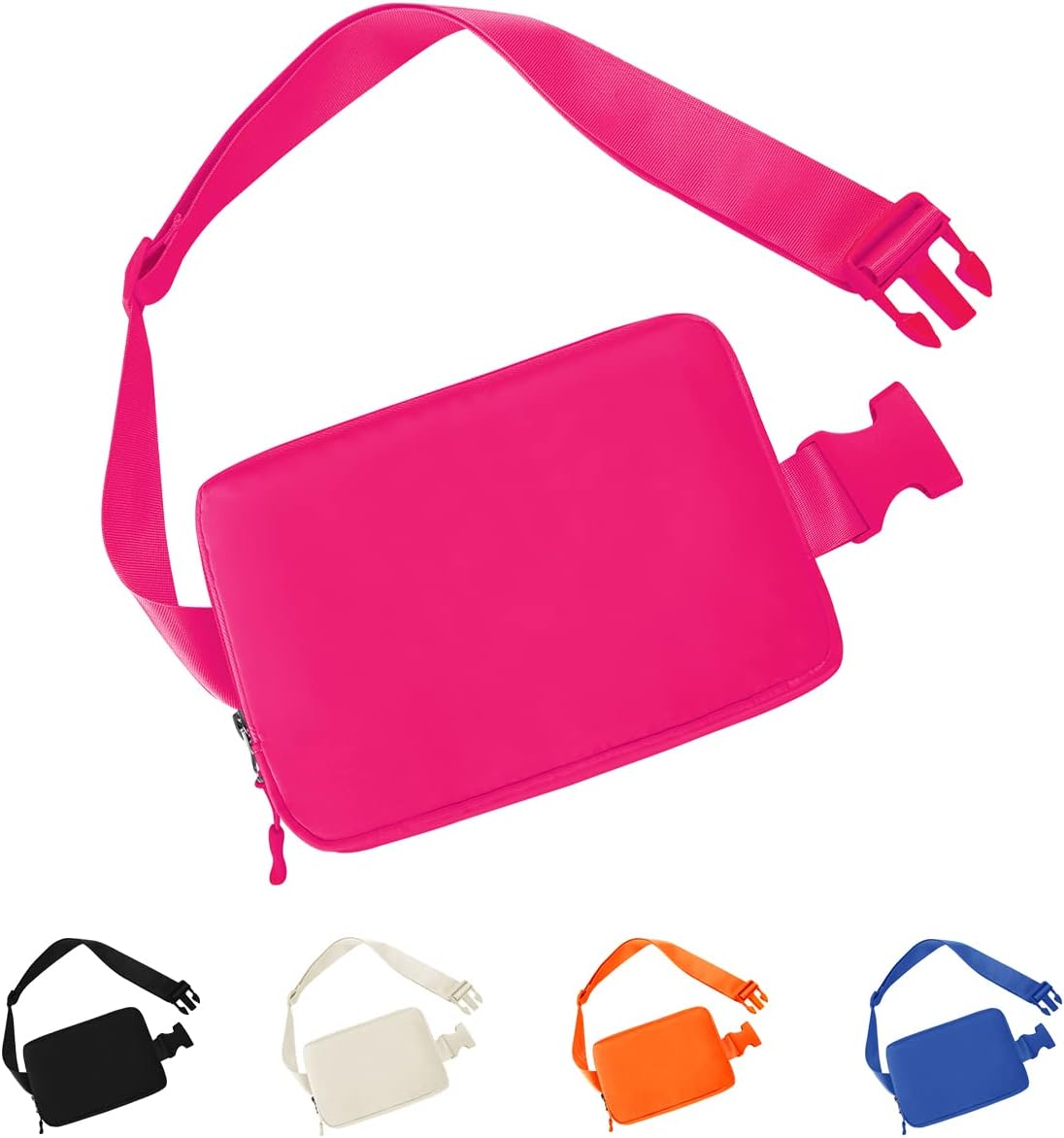 TDIFFUN Fanny Packs for Women Men, Fashion Waist Pack Small Belt Bag with Adjustable Strap for Running, Travel and Hiking, Fleece Cream, Small - All Black image number 2