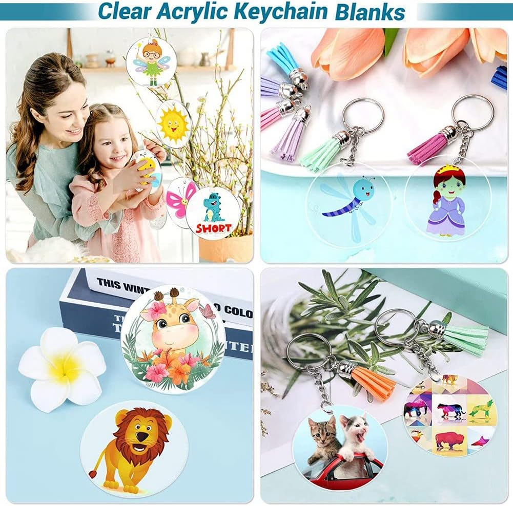 RESFNSE 350Pcs Acrylic Clear Blanks for Vinyl with Blanks, Tassels, Jump Rings, Rings for DIY Craft image number 1