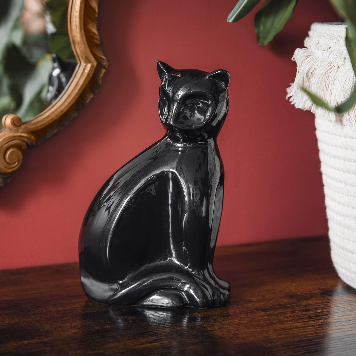 Urns Paradise, Cat Urn Marquise Urn for Cats, Memorial Urn for Cats, Urn for Ashes, Keepsake of Your Pet (Black) - Black image number 3