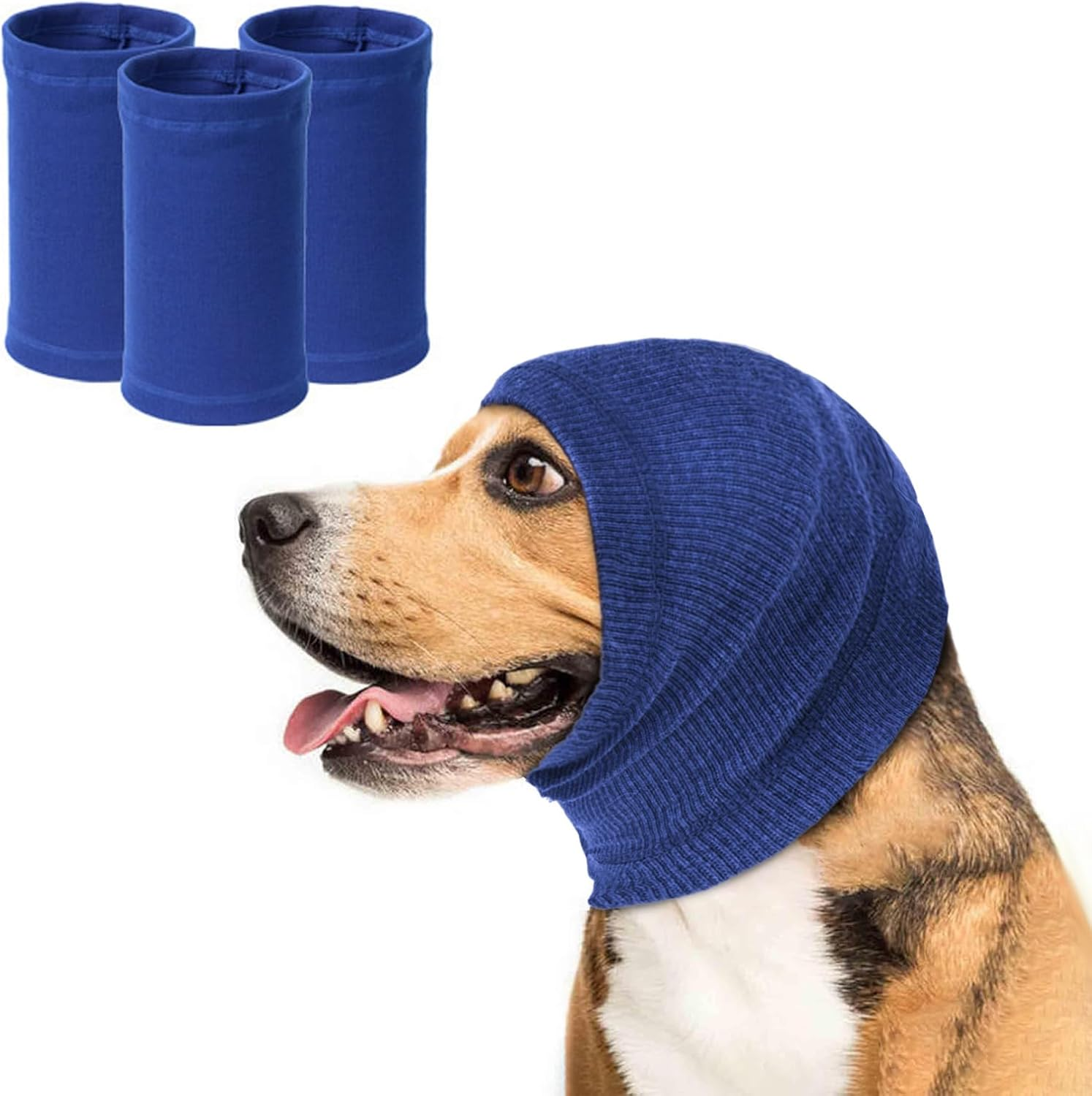 Pet Hoodie,Pet Noise-Proof Ear Cover,Thunder Noise Protection, Anxiety Relief Calming,Dog Head Cover the Grooming and Force Drying Dog Ear Protector. (Blue, M) image number 4