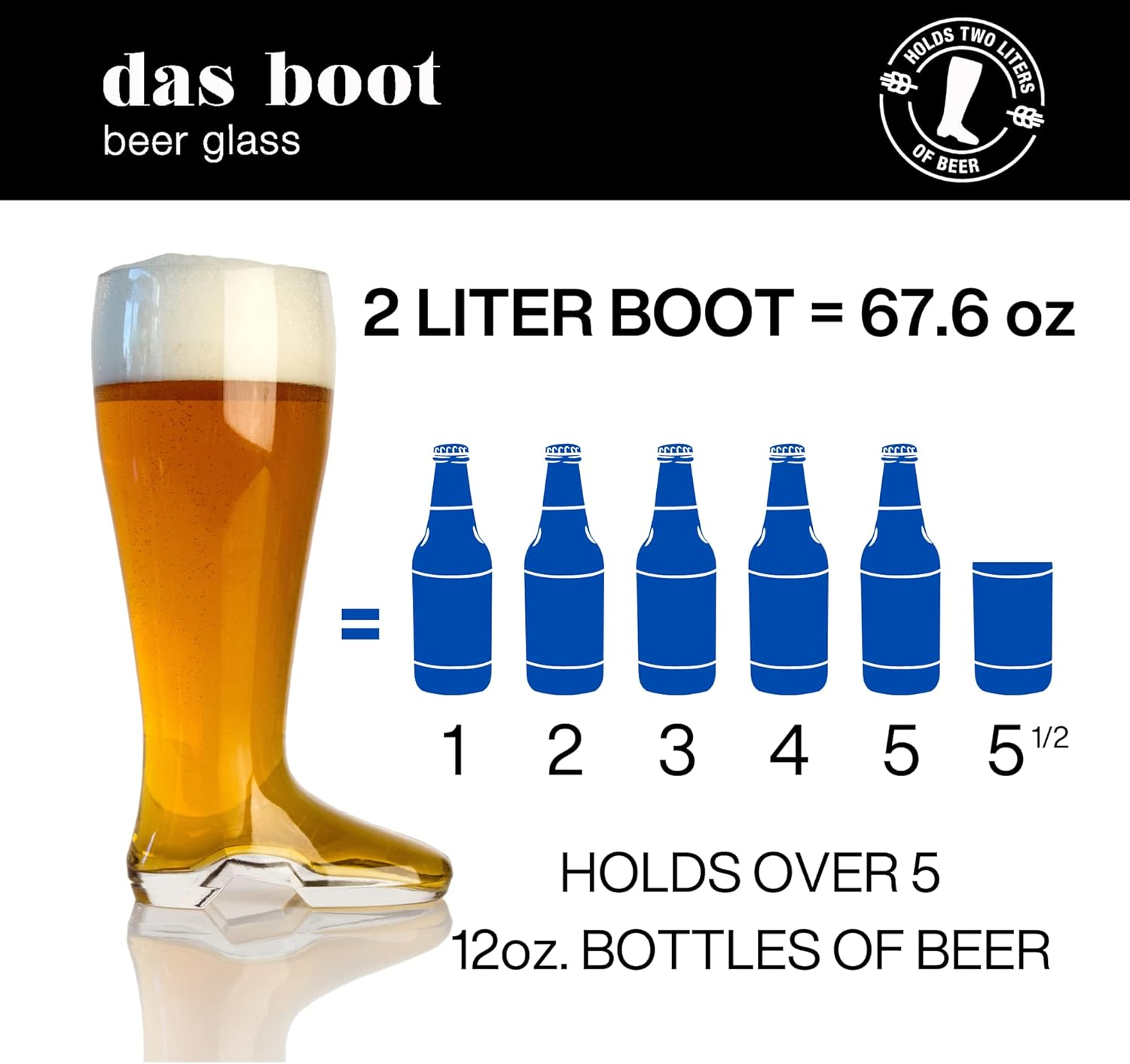 Domestic Corner - Das Boot - 2 Liter Extra-Large Beer Boot - Holds 5 Beers! image number 5