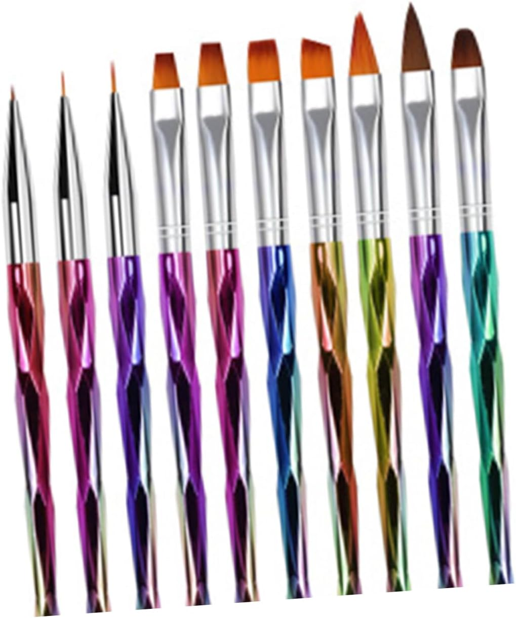 DONFAMDS 10Pcs Unique Nail Art Pen Brush Rhombus Rod Nail Brushes Essential Manicure Tools for Home Use image number 6
