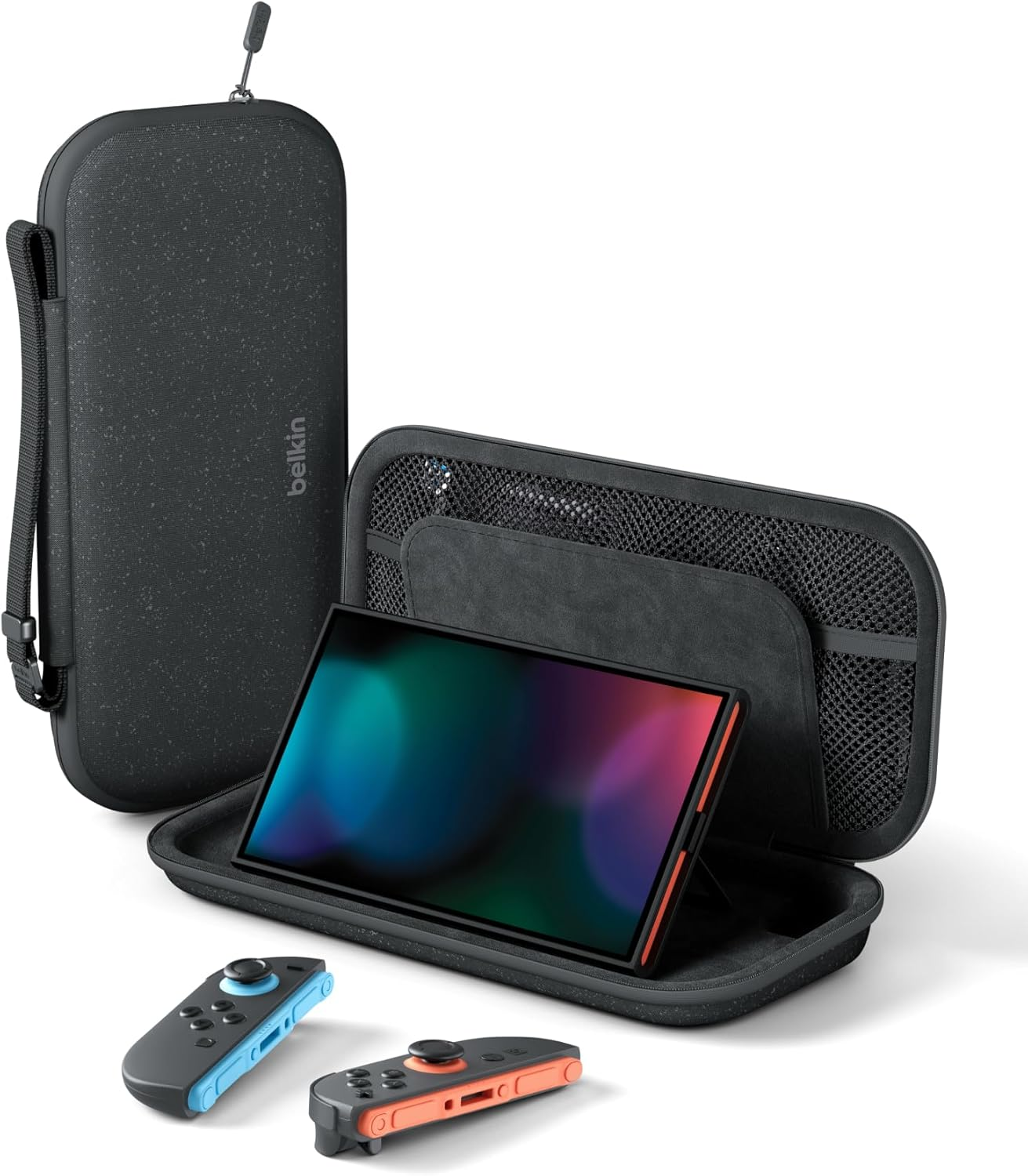 Belkin Gaming Nintendo Switch 2 Tasche Mit F&auml;chern F&uuml;r Airtag Und Game-Karten &ndash; Leichtes Hartschalen-Case Mit Weichem Futter F&uuml;r Reisen, Gaming Reisezubeh&ouml;r &ndash; Anthrazit