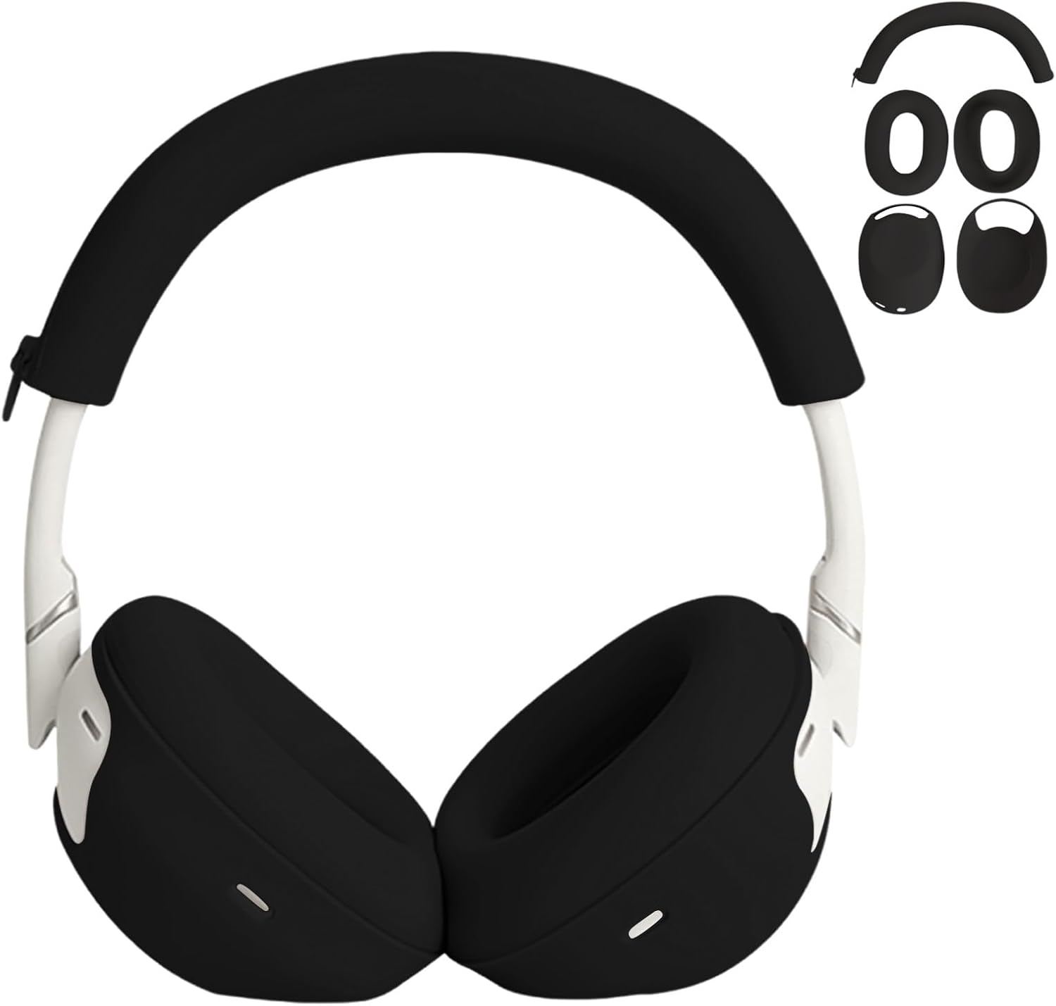 Adhiper 【3-In-1】 Silicone Sweat Case Cover for Sony WH-1000XM6 Headphones, XM6 Covers Accessories Silicone Ear Pads Covers & Headband Cover & Ear Cups Protector, Washable & Sweatproof - Black