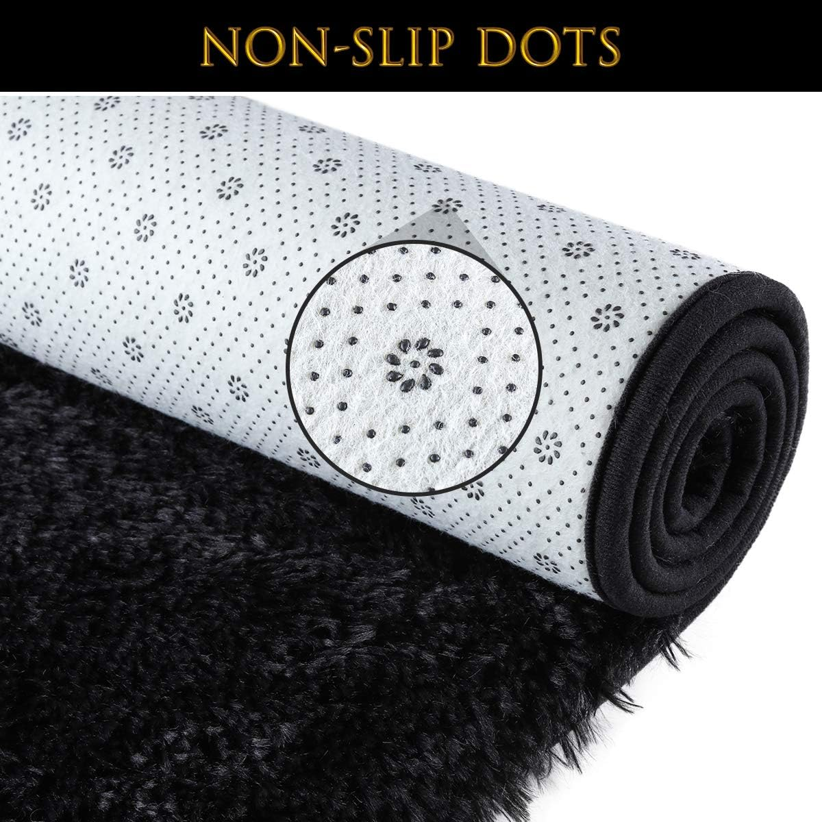 Pacapet Fluffy Area Rugs, Black Shag Rug for Bedroom, Plush Furry Rugs for Living Room, Fuzzy Carpet for Kid'S Room, Nursery, Home Decor, 3 X 5 Feet