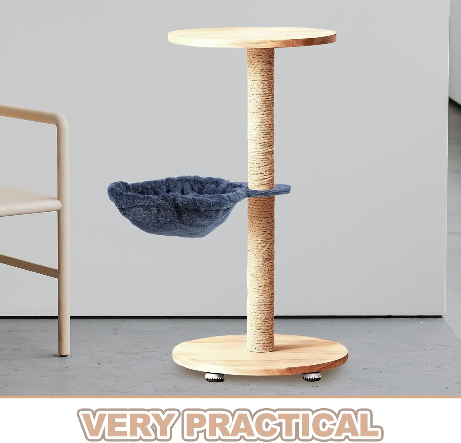 BUGUUYO Ergonomic Cat Hammock Bed Attachment for Indoor Pets Soft Flannel Lounger Sturdy Steel Frame Easy to Clean Replacement Hanging Cat Tree Bed Comfortable Climbing Resting Spot - Blue image number 6