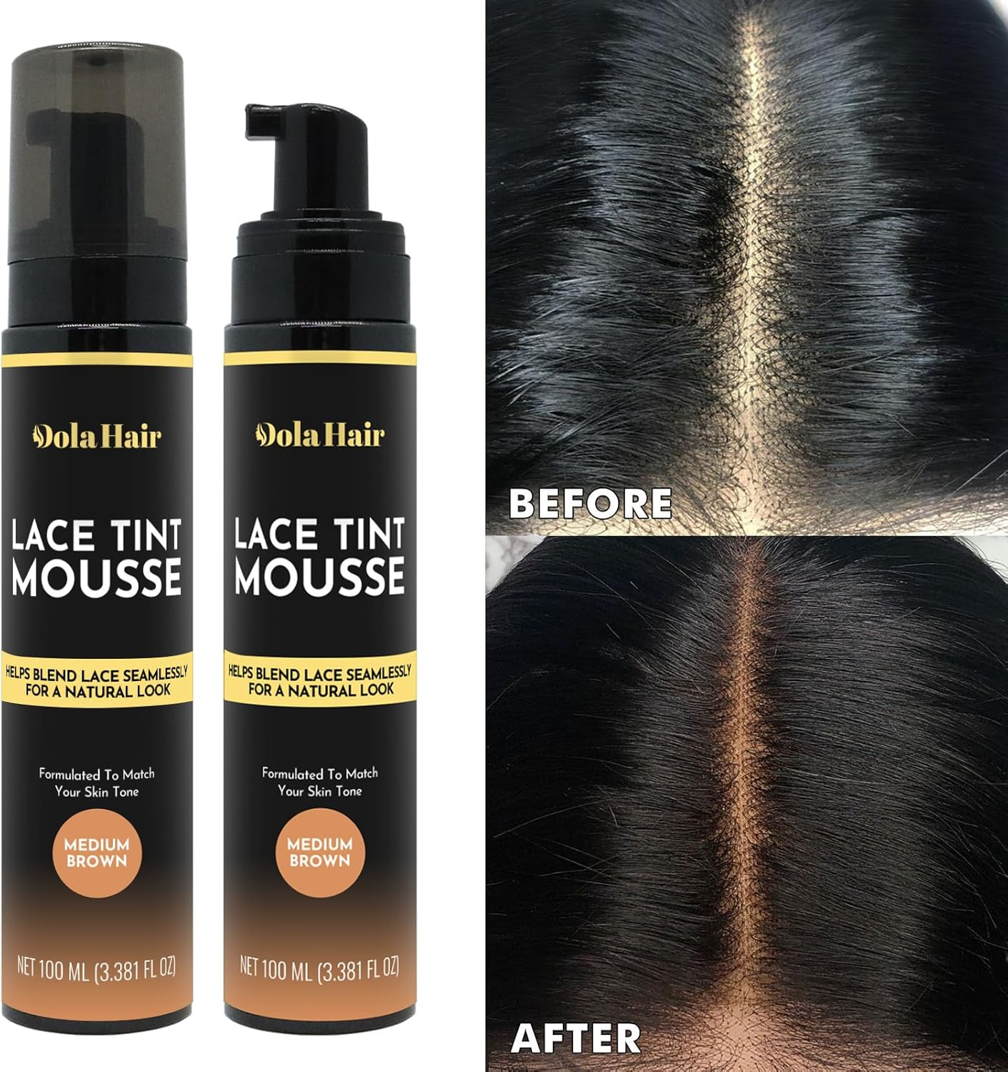 Dolahair Lace Glue Kit - Complete Set with Lace Tint Mousse, Wig Installation & Melting Spray(Medium Brown) - Medium Brown image number 4