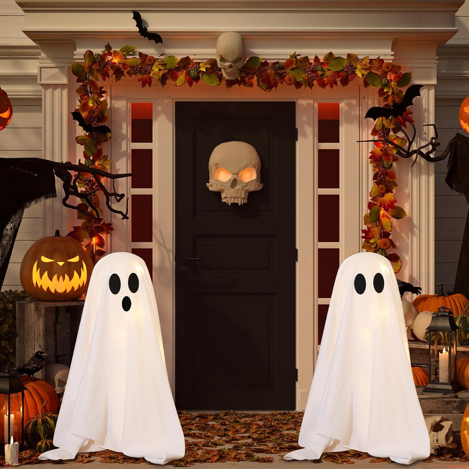 Halloween Decorations Indoor, 2 Packs Spooky Ghosts, Scary Ghost for Halloween Decor Party Home Table Room Kitchen and Fireplace Decor (White) image number 4