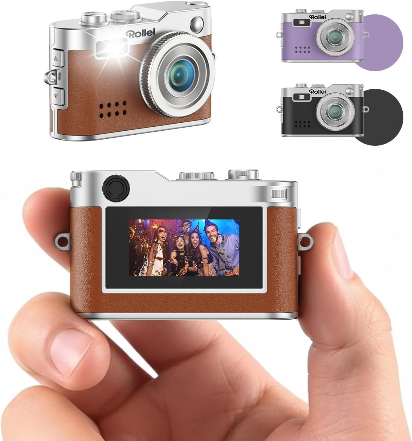 Rollei Mini Digital Camera Vintage Brown 1080P FHD Small Retro Digital Camera with 0.96 Inch Colour Screen 2MP Thumb Camera with Flash & Recording image number 4