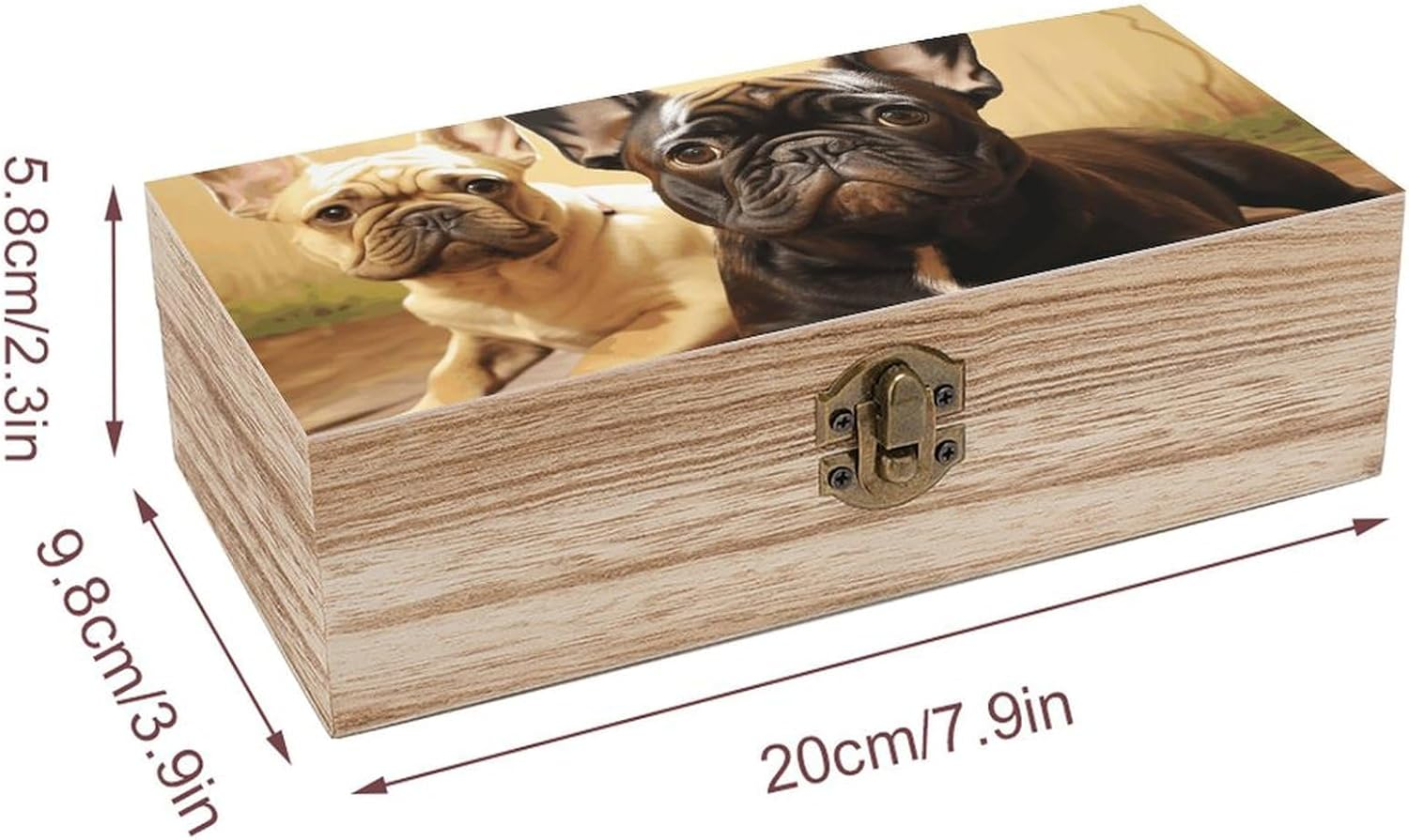 Cute Bulldog Wooden Box Wood Wedding Keepsake Boxes with Lids Small Decorative Boxes Lightweight Wooden Memory Storage Box for Crafts Keepsakes Jewelry Photo Letter Storage image number 3
