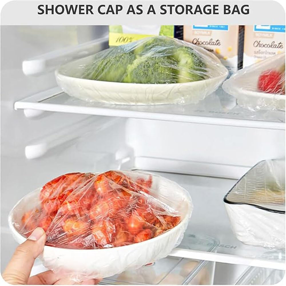 100 Pcs Waterproof Clear Hair Bath Caps Disposable Shower Caps for Women, Kids, Girls, Spa, Salon, Travel, Hotel and Home Use Plastic Hair Cap image number 2