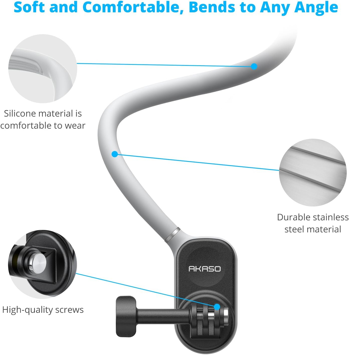 AKASO Magnetic Neck Mount Necklace Holder, Camera POV Mount Compatible with All AKASO Action Camera Models, Hero12/11/10/9/8/7/6/5/4/Max, Osmo Action and Most Action Cameras image number 3