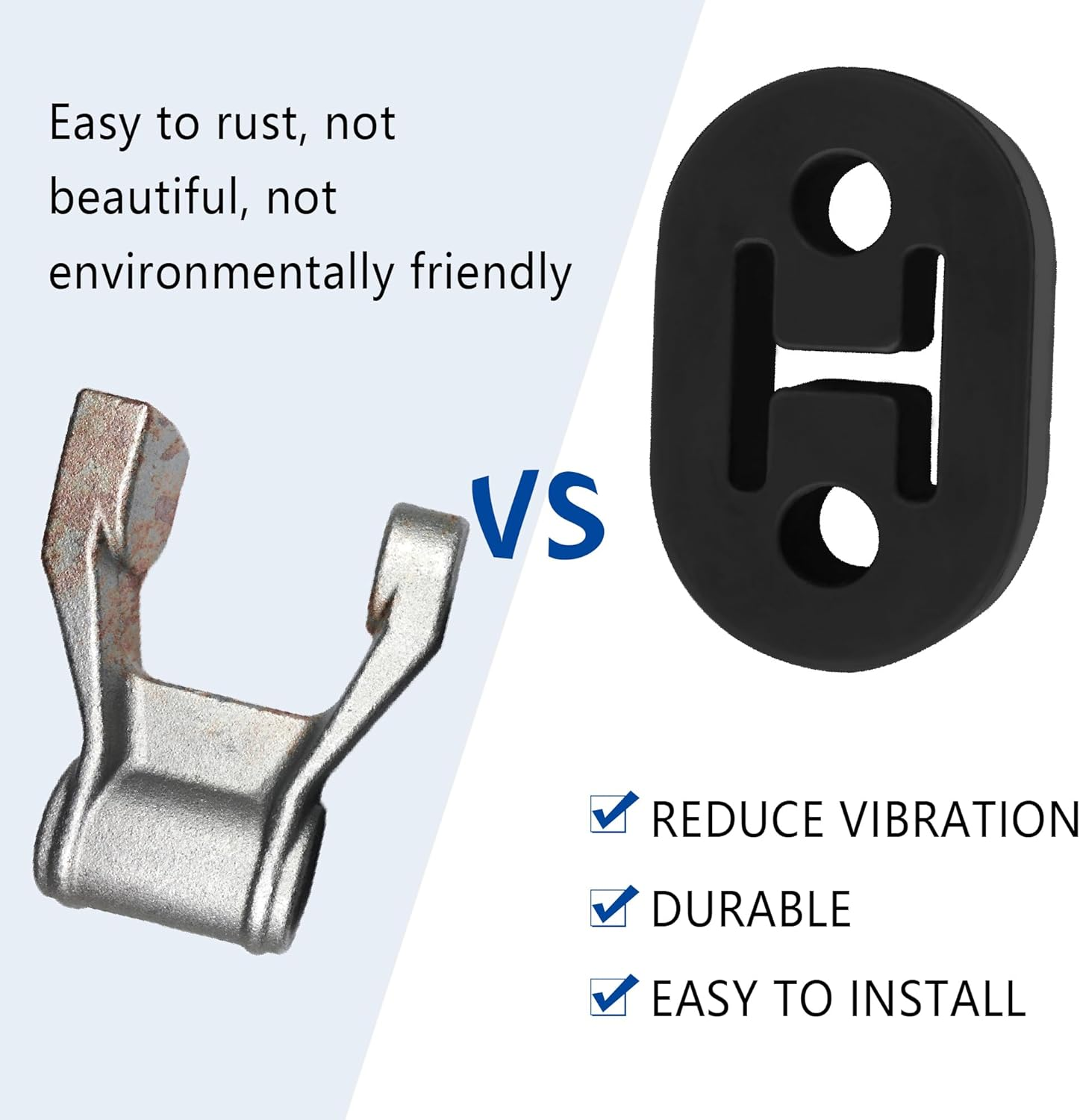 4PCS Rubber Exhaust Hangers with 2 12Mm Holes - Professional Muffler Hanger Universal Fit for Car Truck SUV - Exhaust System Auto Part for Shock Absorption & Noise Reduction (4PCS) image number 1