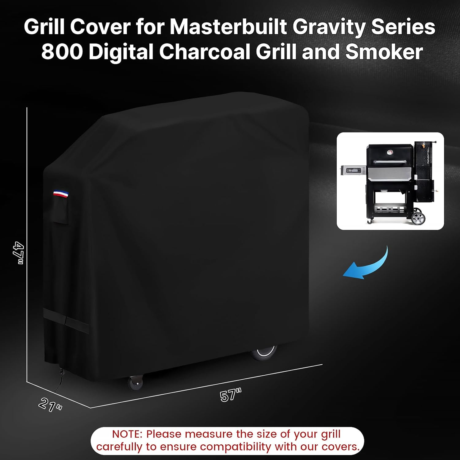 Grill Cover for Masterbuilt Gravity Series 800 Digital Charcoal Grill and Smoker,Covers for Mb20040221 Gravity Series Griddle,Heavy Duty Waterproof Grill Cover for Masterbuilt Electric Smoker
