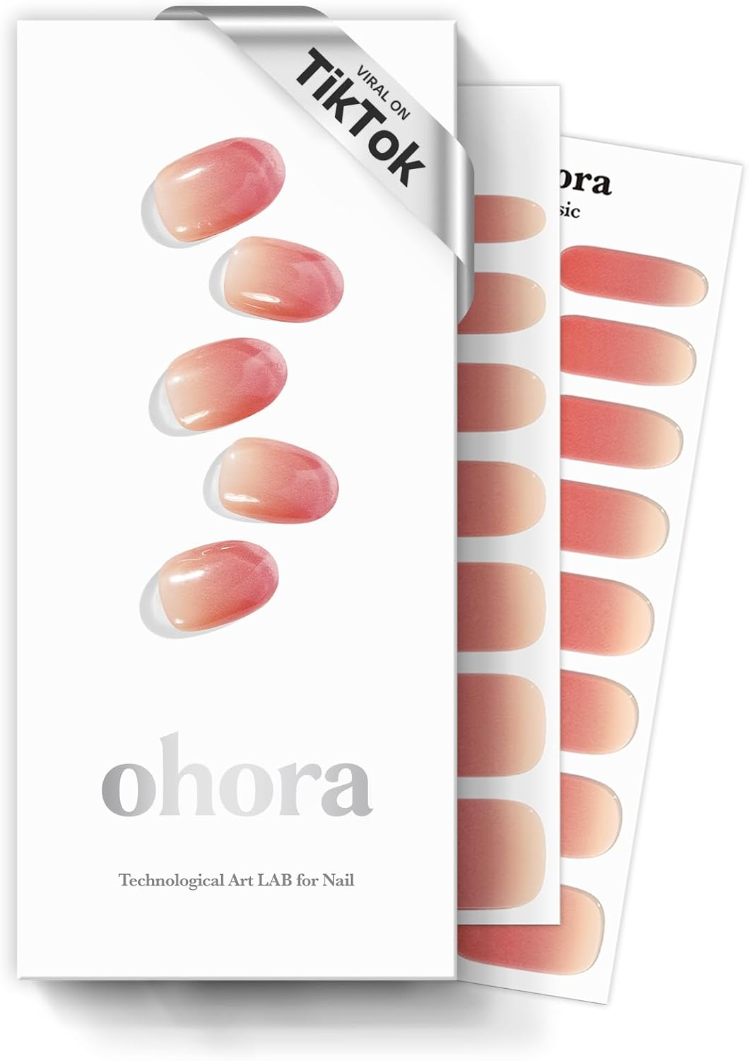 Ohora Semi Cured Gel Nail Strips (N Basic Nails No.1) - Red, Ombre, Works with Any UV/LED Lamps, Salon-Quality, Long Lasting, Easy to Apply & Remove - Includes 2 Prep Pads, Nail File & Wooden Stick image number 5